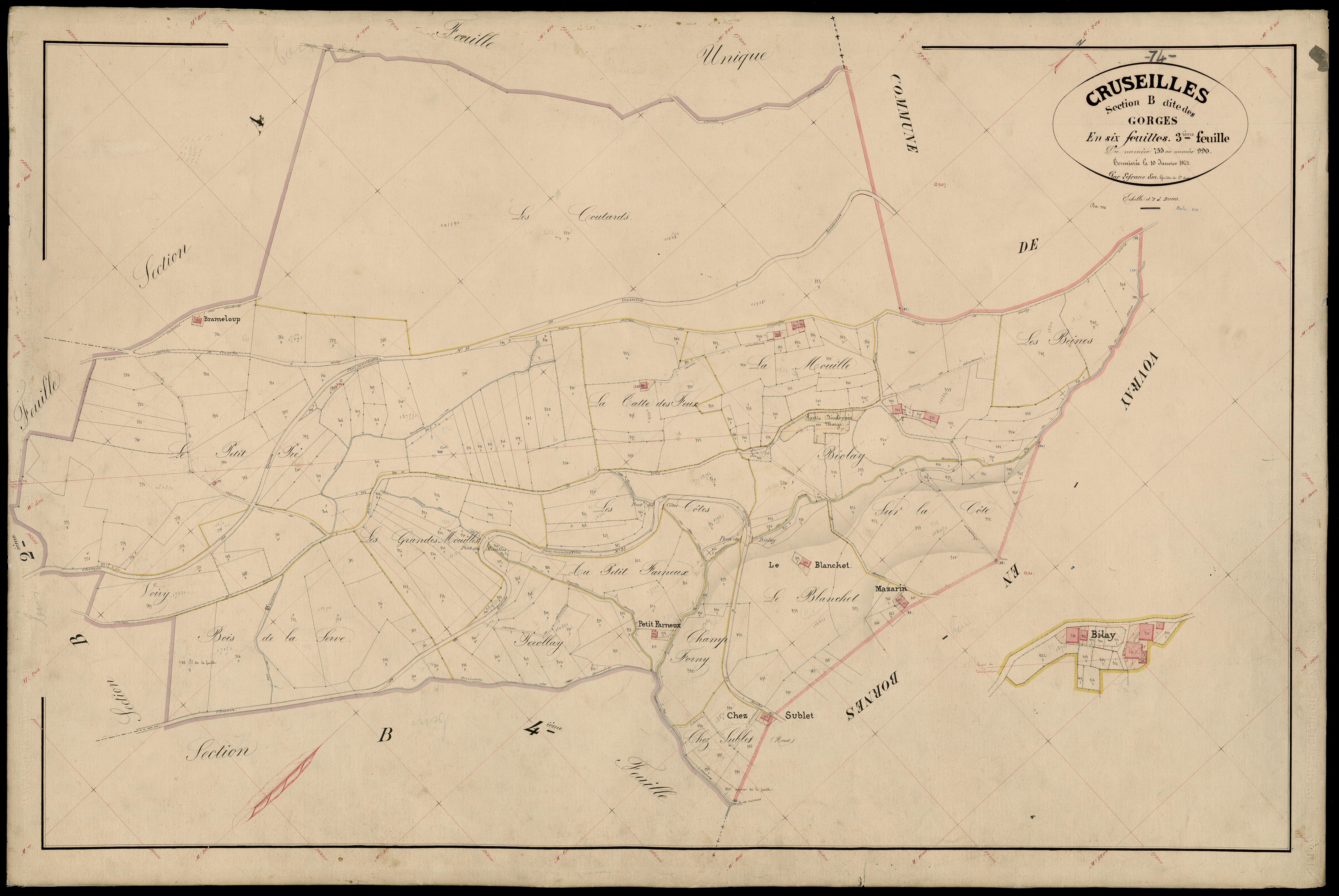 3 P 3 4019 - Feuille n° 4, parcelles n° 991 à 110 - 15 décembre 1871