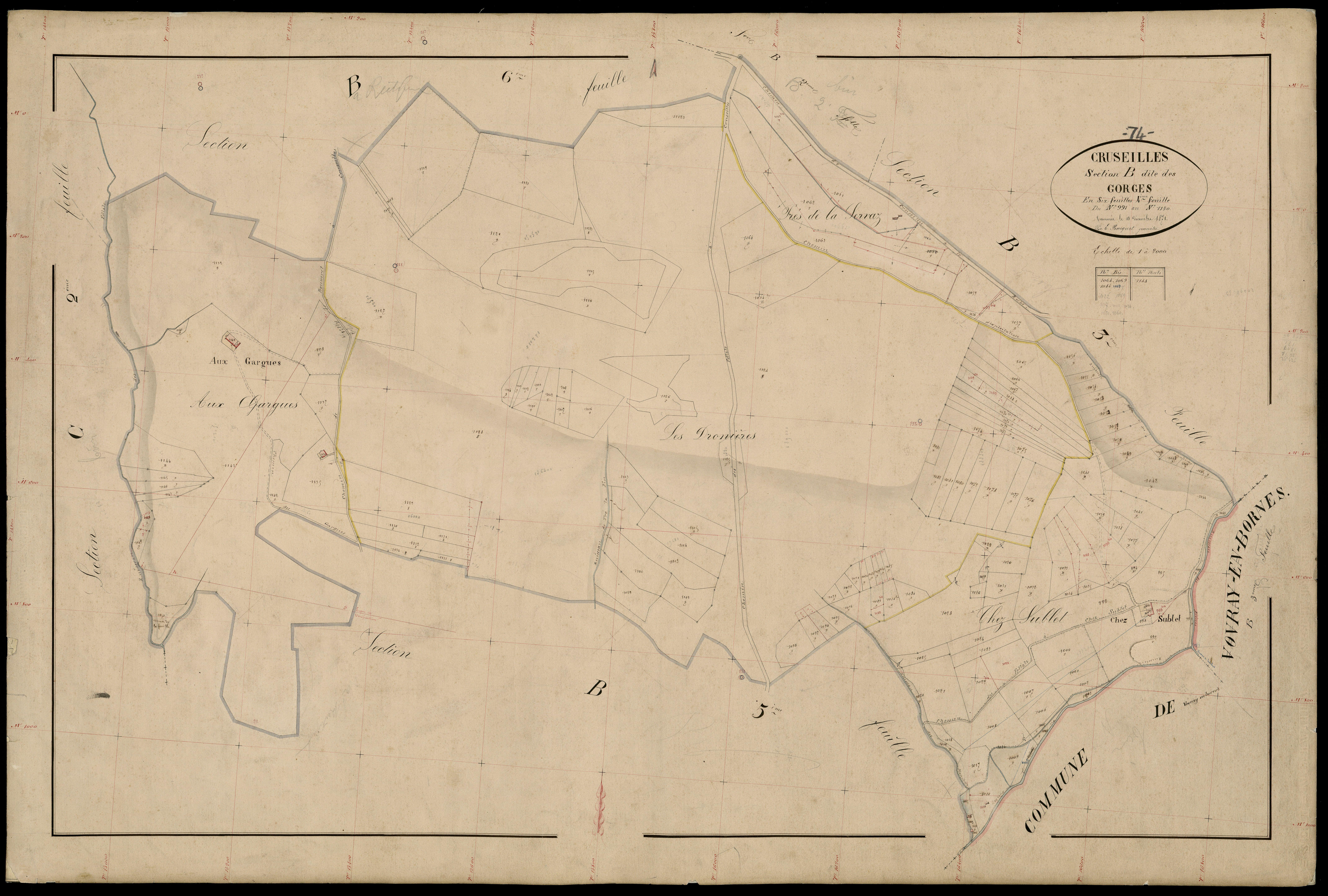 3 P 3 4020 - Feuille n° , parcelles n° 111 à 1397 - 15 décembre 1871