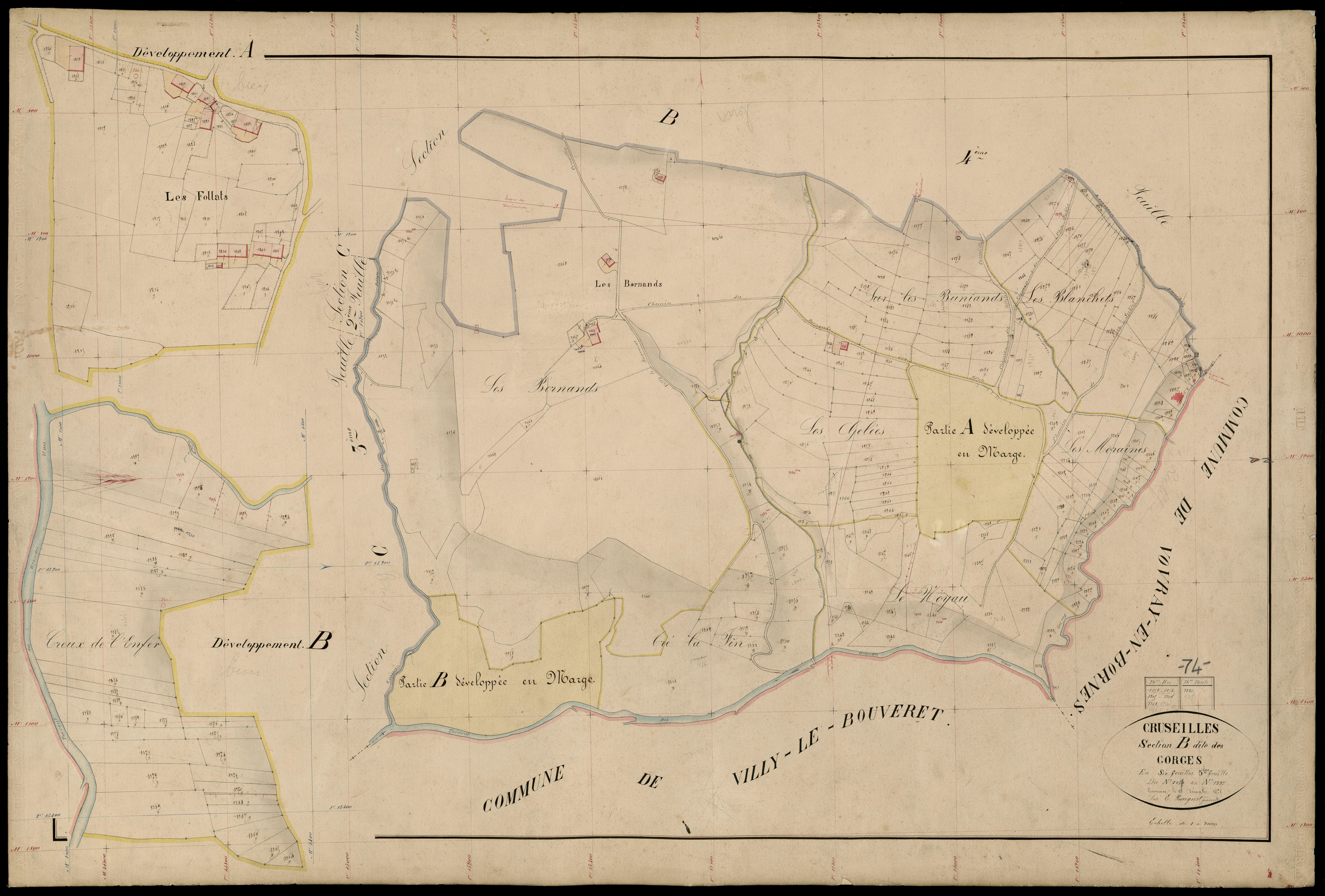 3 P 3 4021 - Feuille n° 6, parcelles n° 1398 à 1621 - 15 décembre 1871