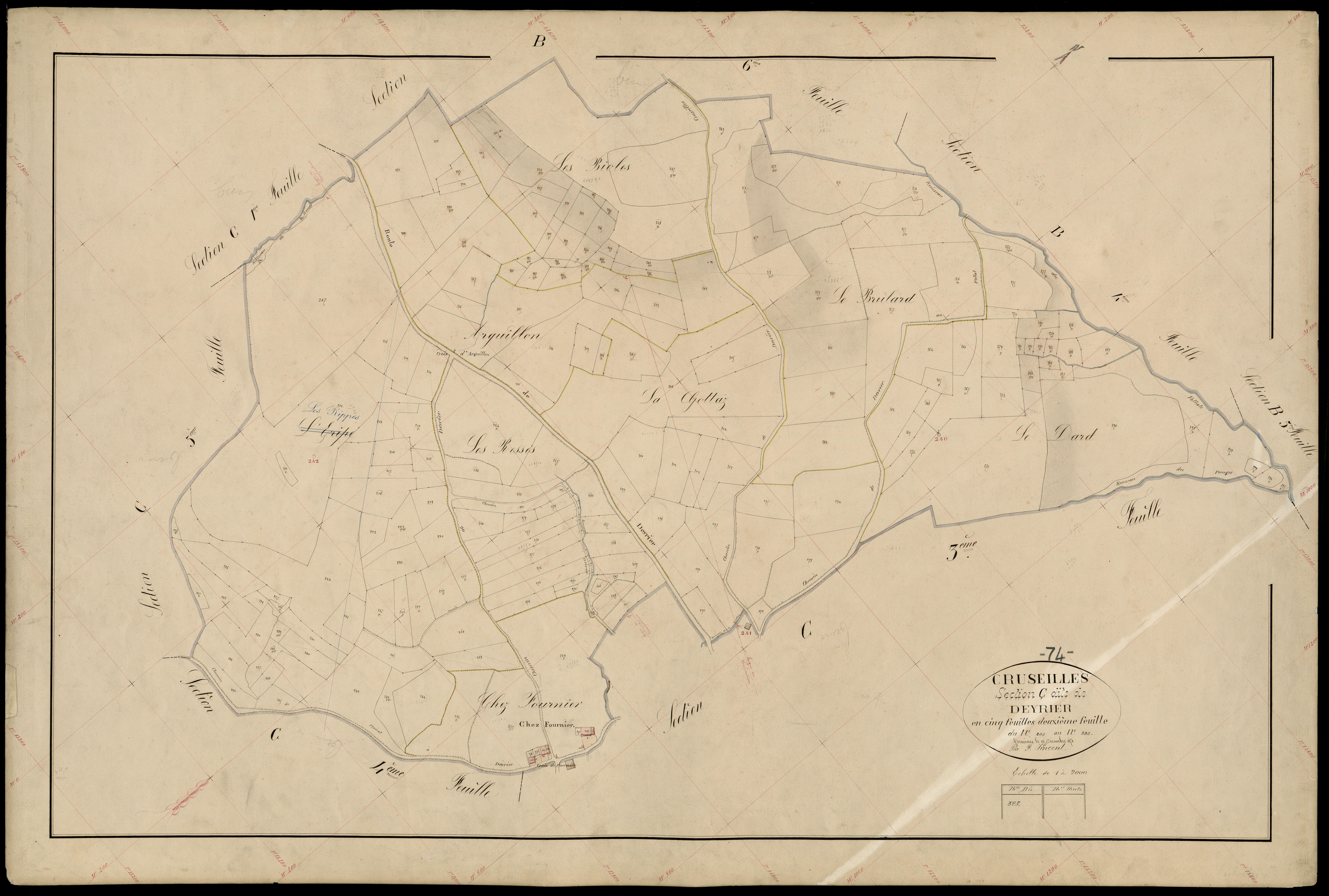 3 P 3 4024 - Feuille n° 3, parcelles n° 396 à 681 - 15 décembre 1871