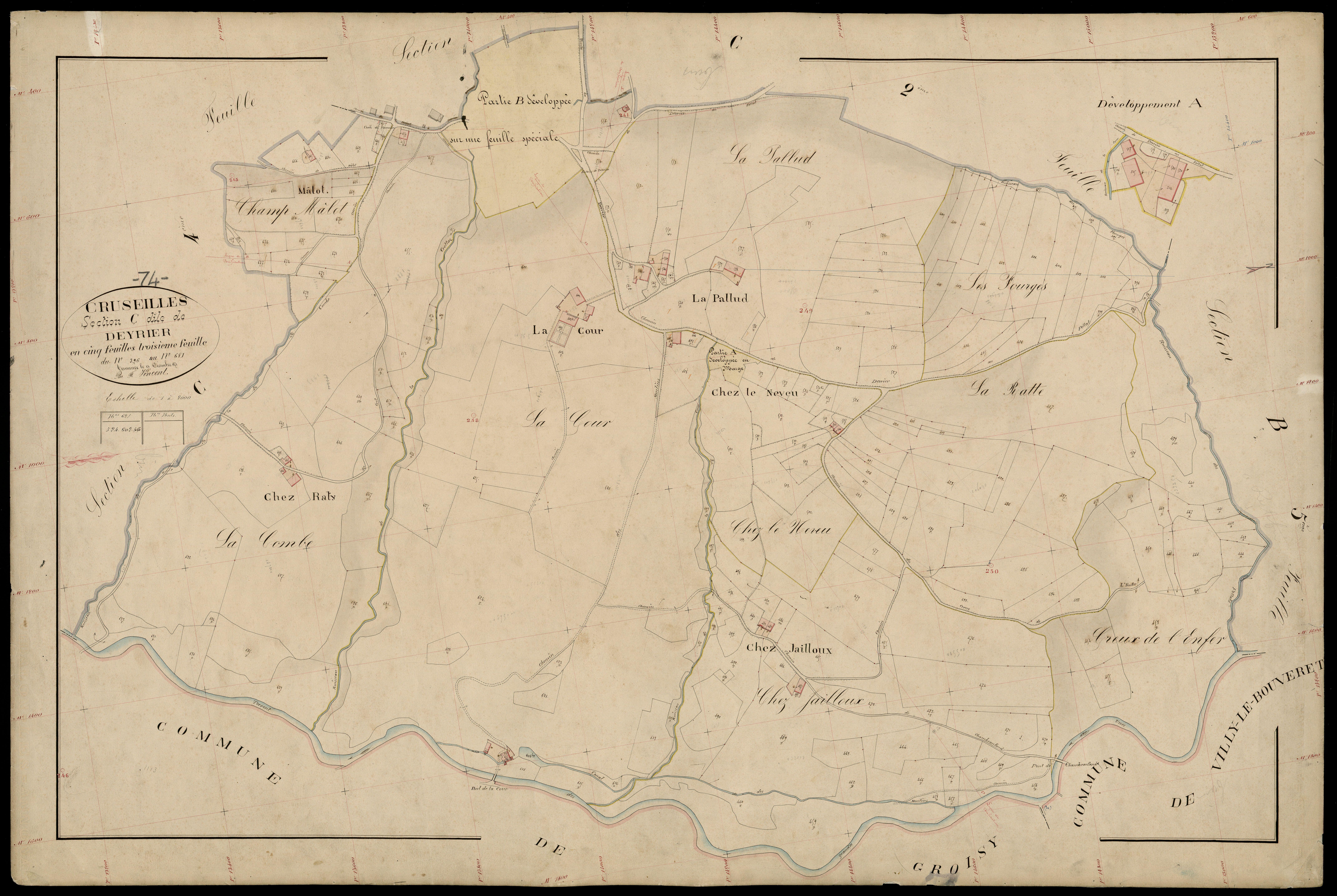 3 P 3 4025 - Feuille n° 3 bis, parcelles n° 7 à 99 -