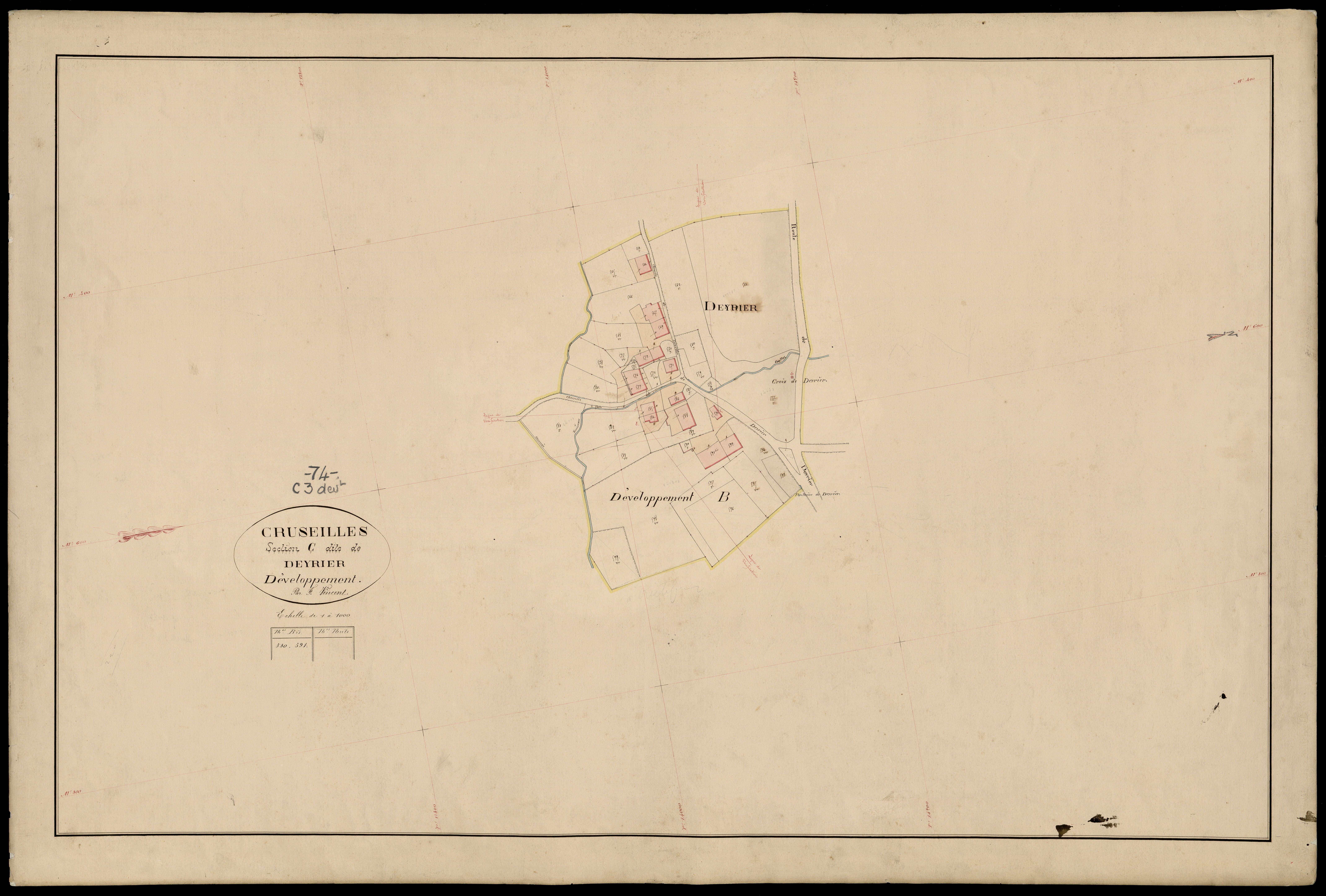 3 P 3 4026 - Feuille n° 4, parcelles n° 682 à 1001 -