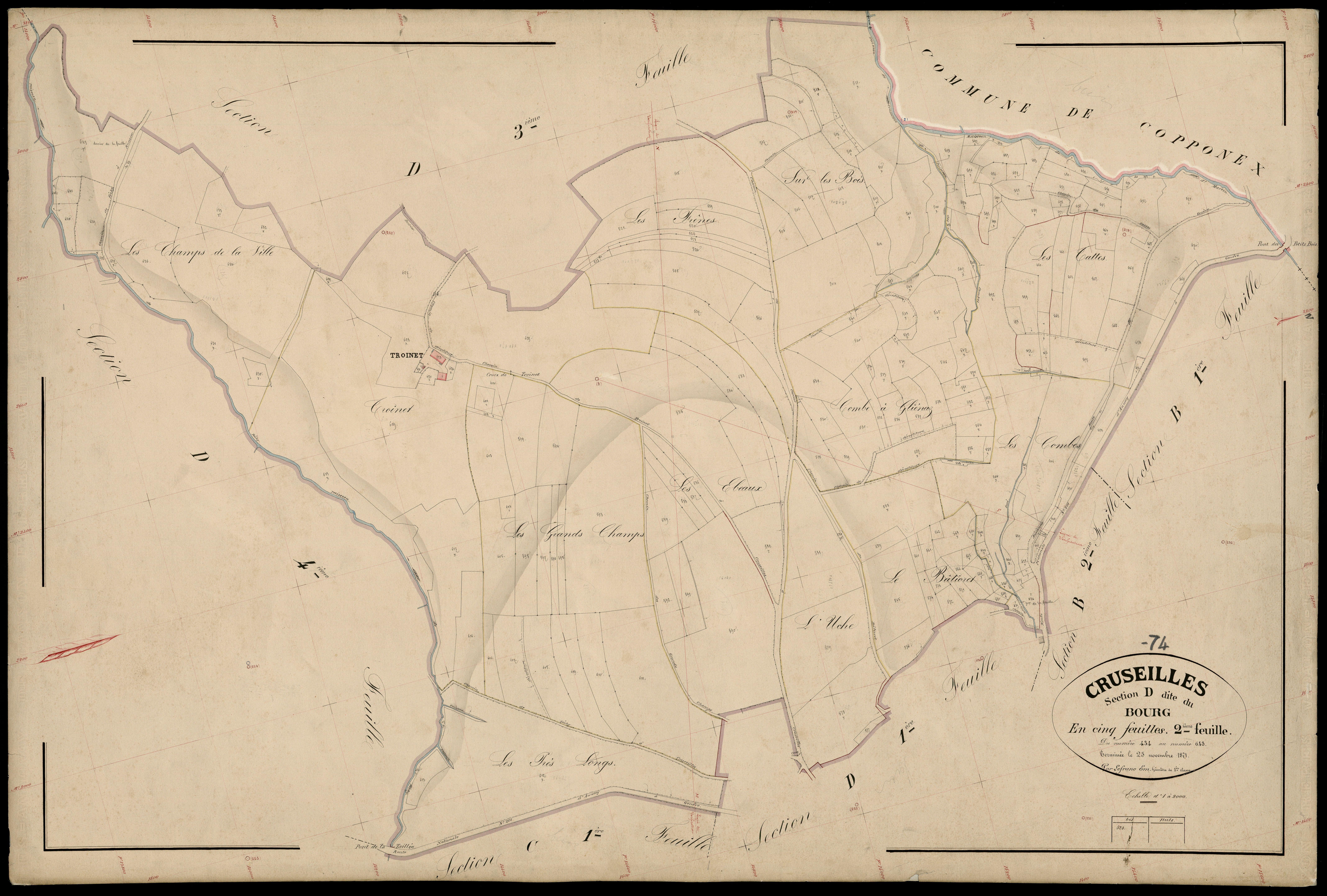 3 P 3 4030 - Feuille n° 3, parcelles n° 644 à 118bis - 26 novembre 1871