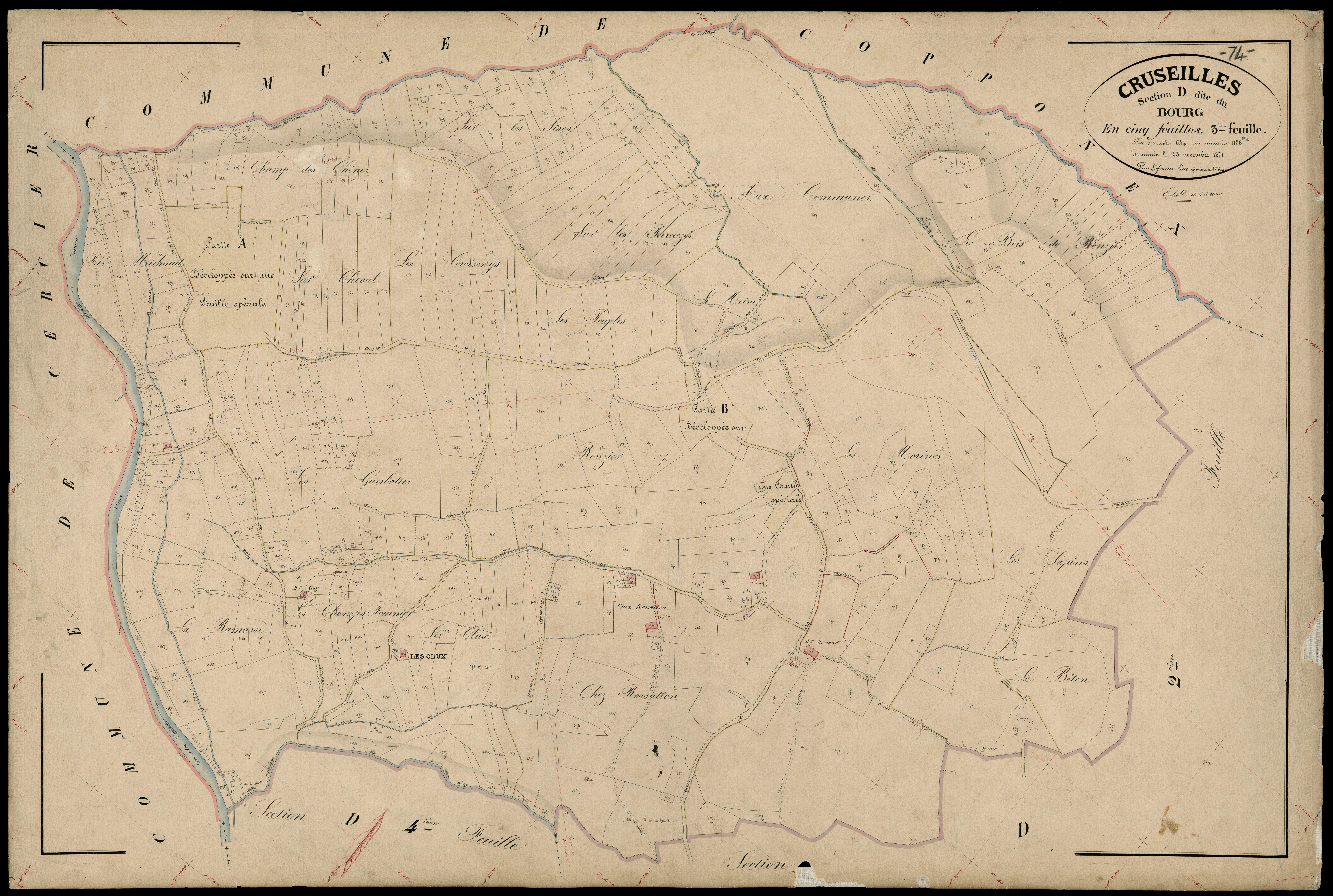3 P 3 4031 - Feuille n° 3 bis, parcelles n° 70 à 734 et 948 à 982 -