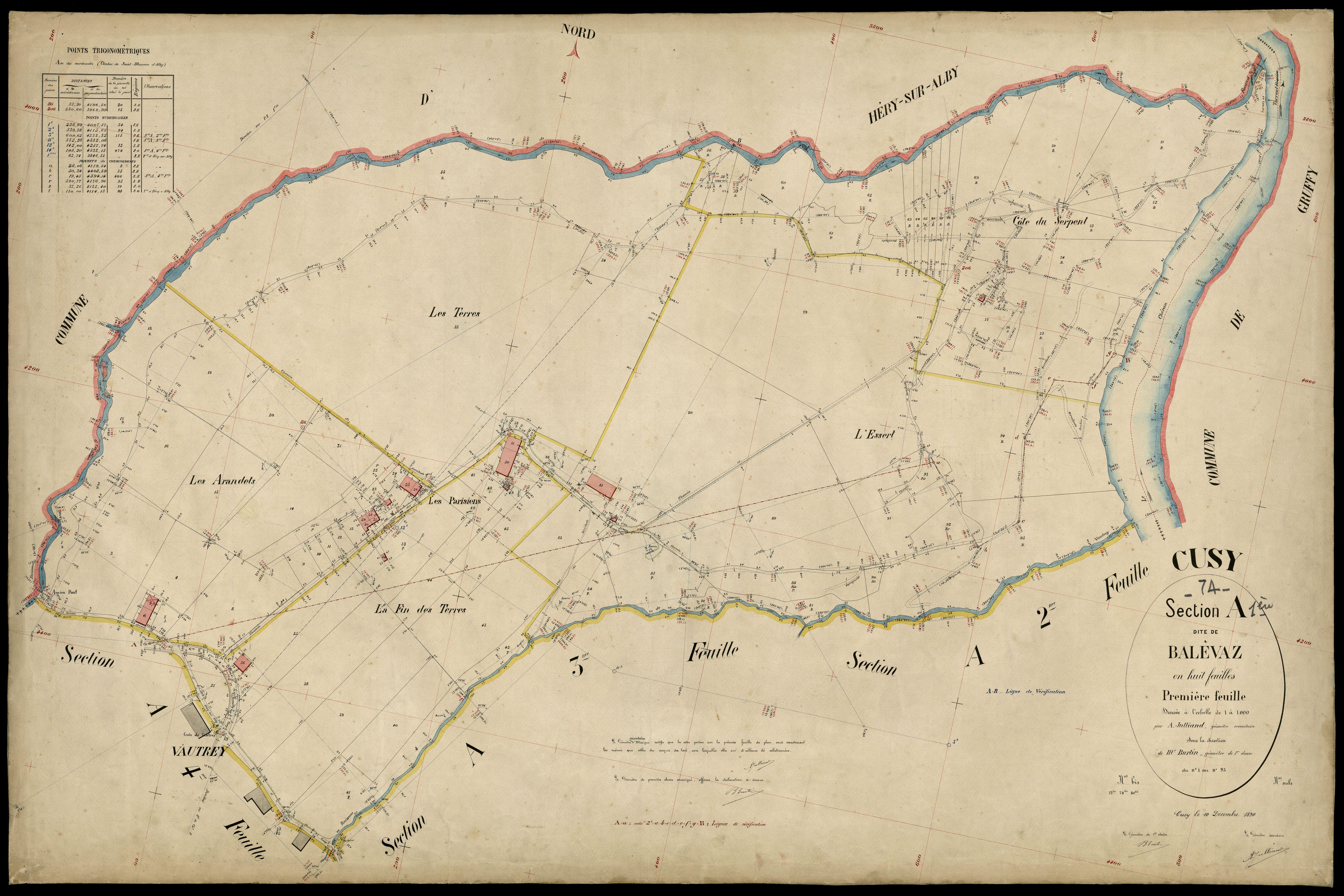 3 P 3 4040 - Feuille n° 2, parcelles n° 96 à 180 - 10 décembre 1890