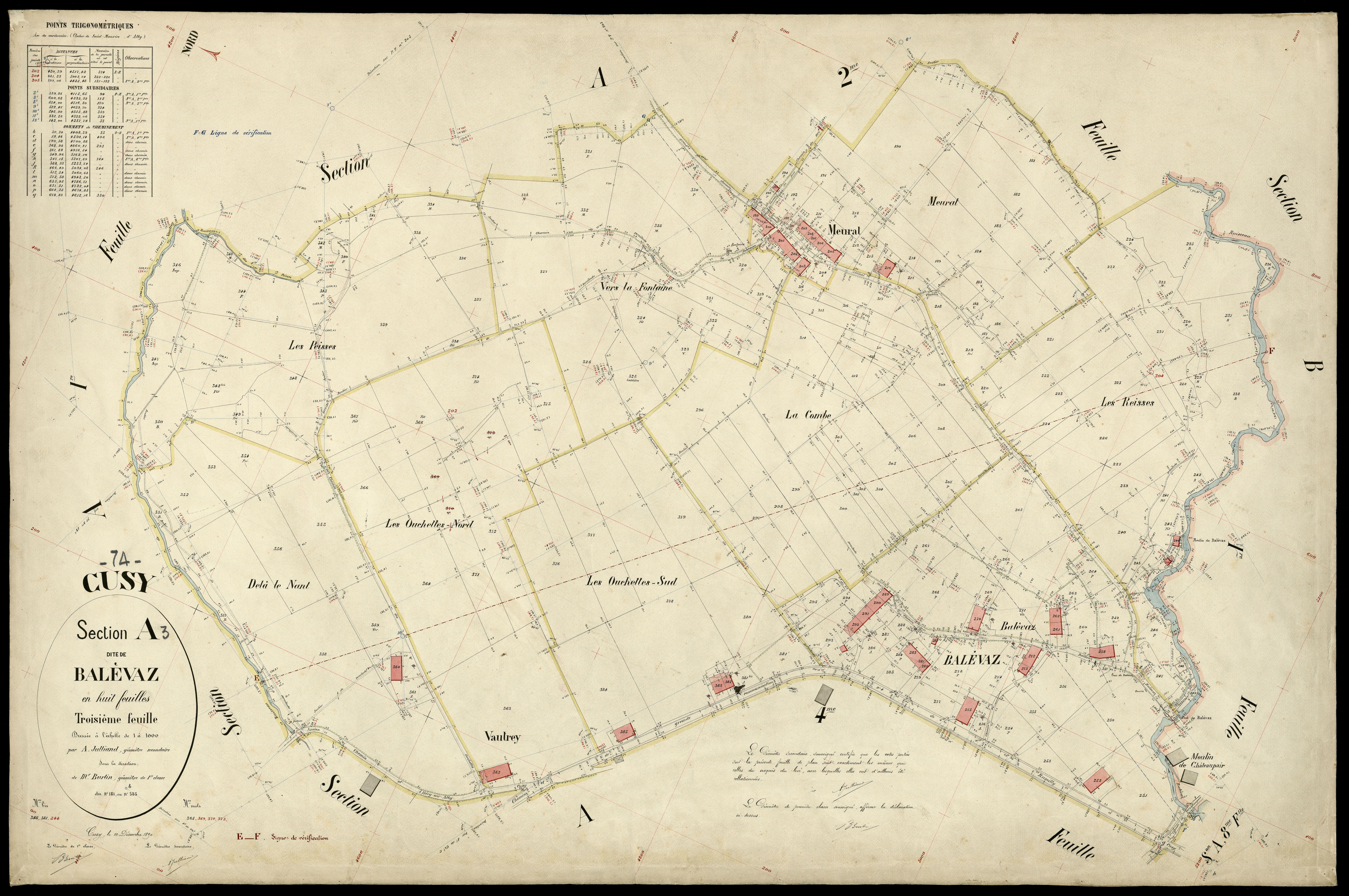 3 P 3 4042 - Feuille n° 4, parcelles n° 386 à 32 - 10 décembre 1890