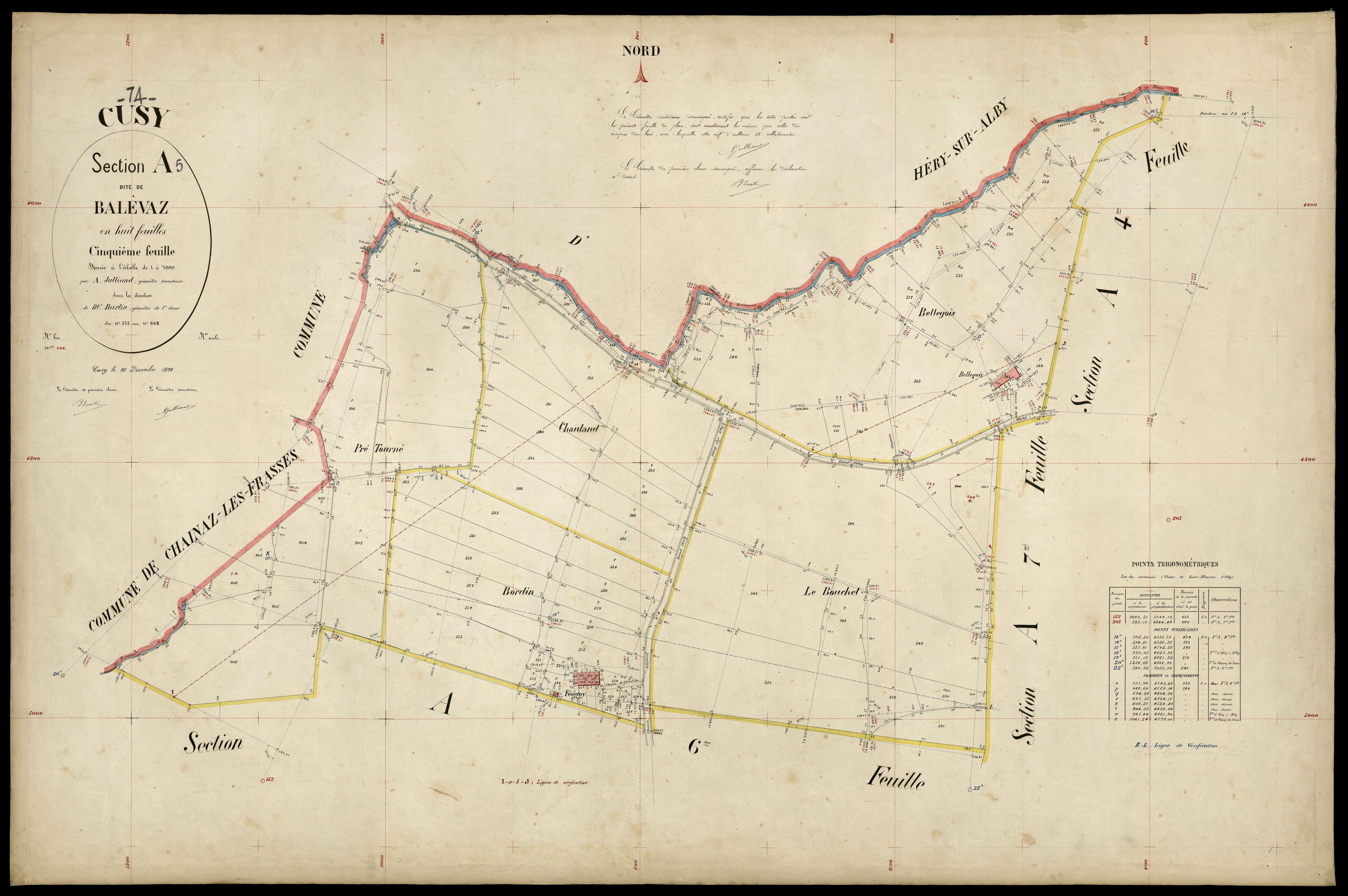 3 P 3 4044 - Feuille n° 6, parcelles n° 609 à 64 - 10 décembre 1890