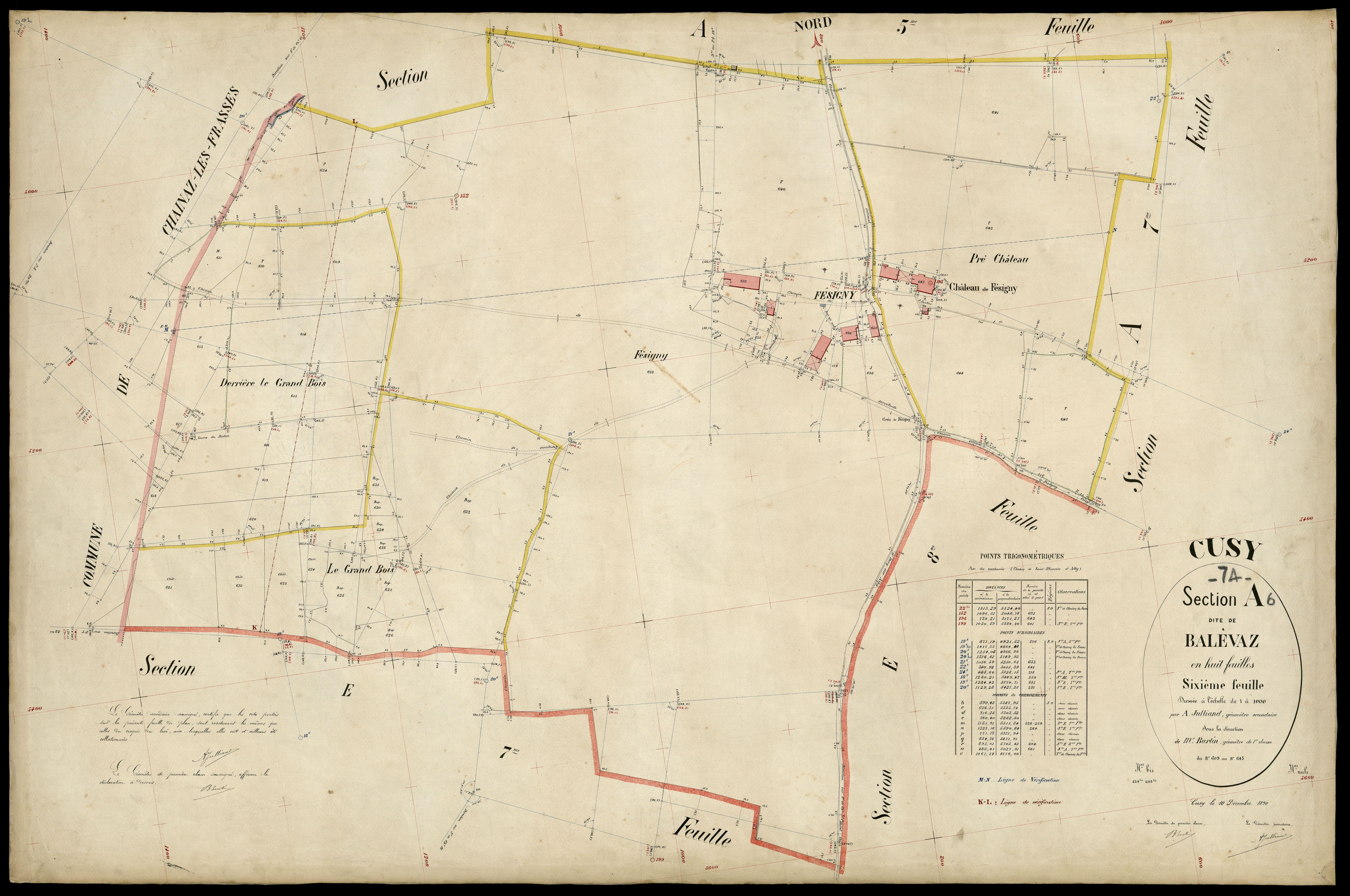 3 P 3 4045 - Feuille n° 7, parcelles n° 646 à 736 - 10 décembre 1890