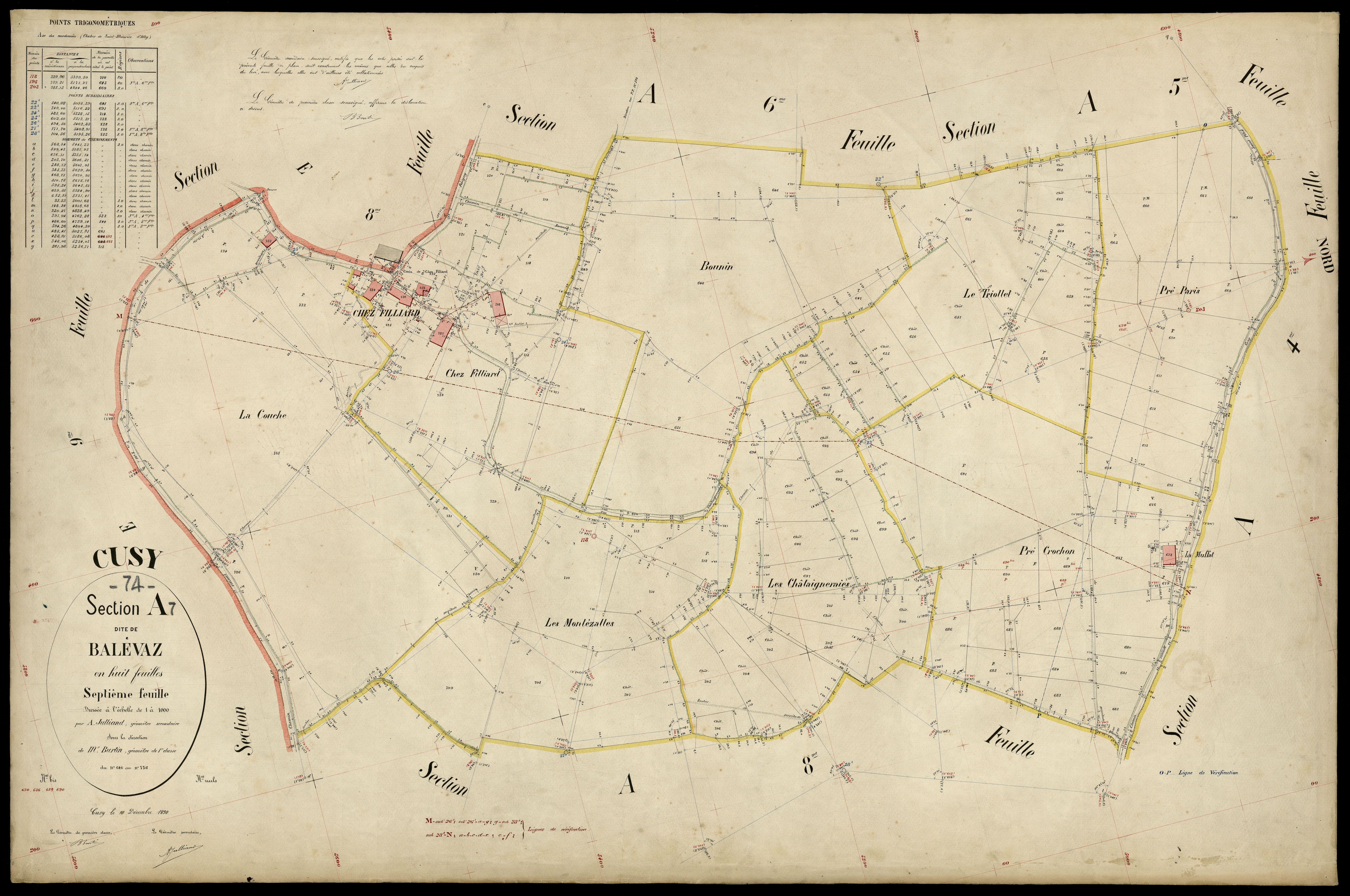3 P 3 4046 - Feuille n° 8, parcelles n° 737 à 78 - 10 décembre 1890