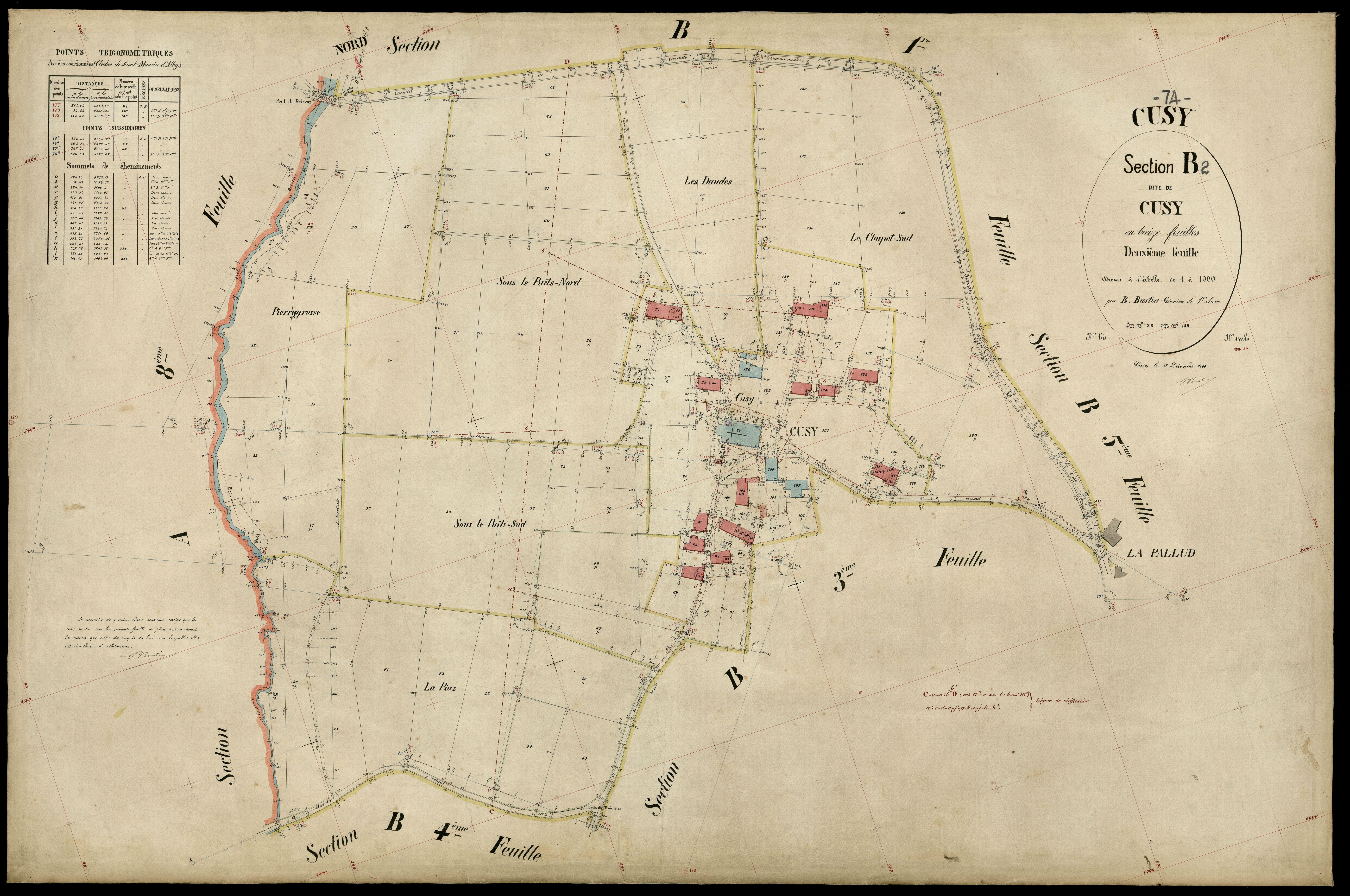 3 P 3 4049 - Feuille n° 3, parcelles n° 141 à 149 - 23 décembre 1890