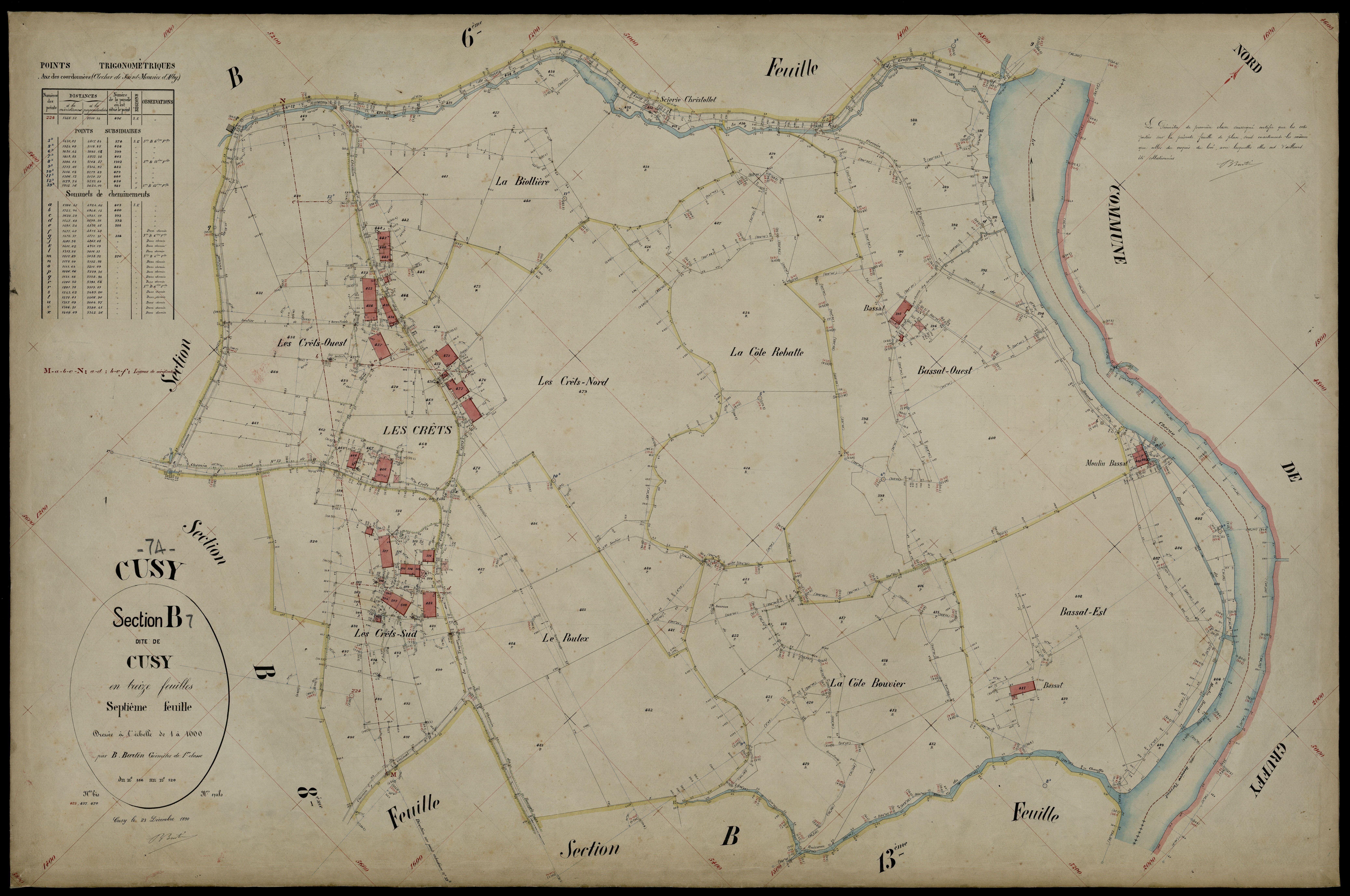 3 P 3 4054 - Feuille n° 8, parcelles n° 21 à 628 - 23 décembre 1890