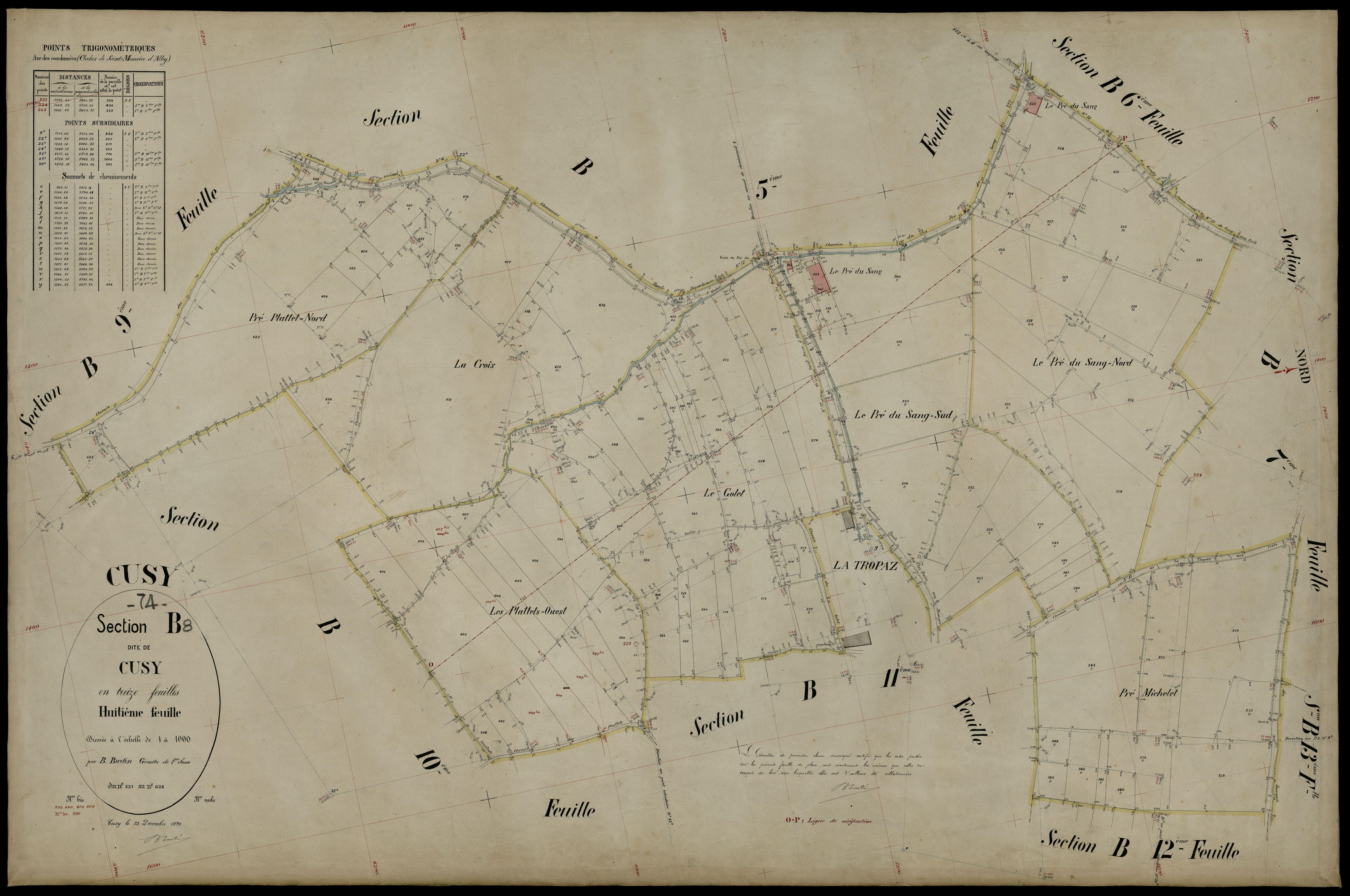 3 P 3 4055 - Feuille n° 9, parcelles n° 629 à 716 - 23 décembre 1890
