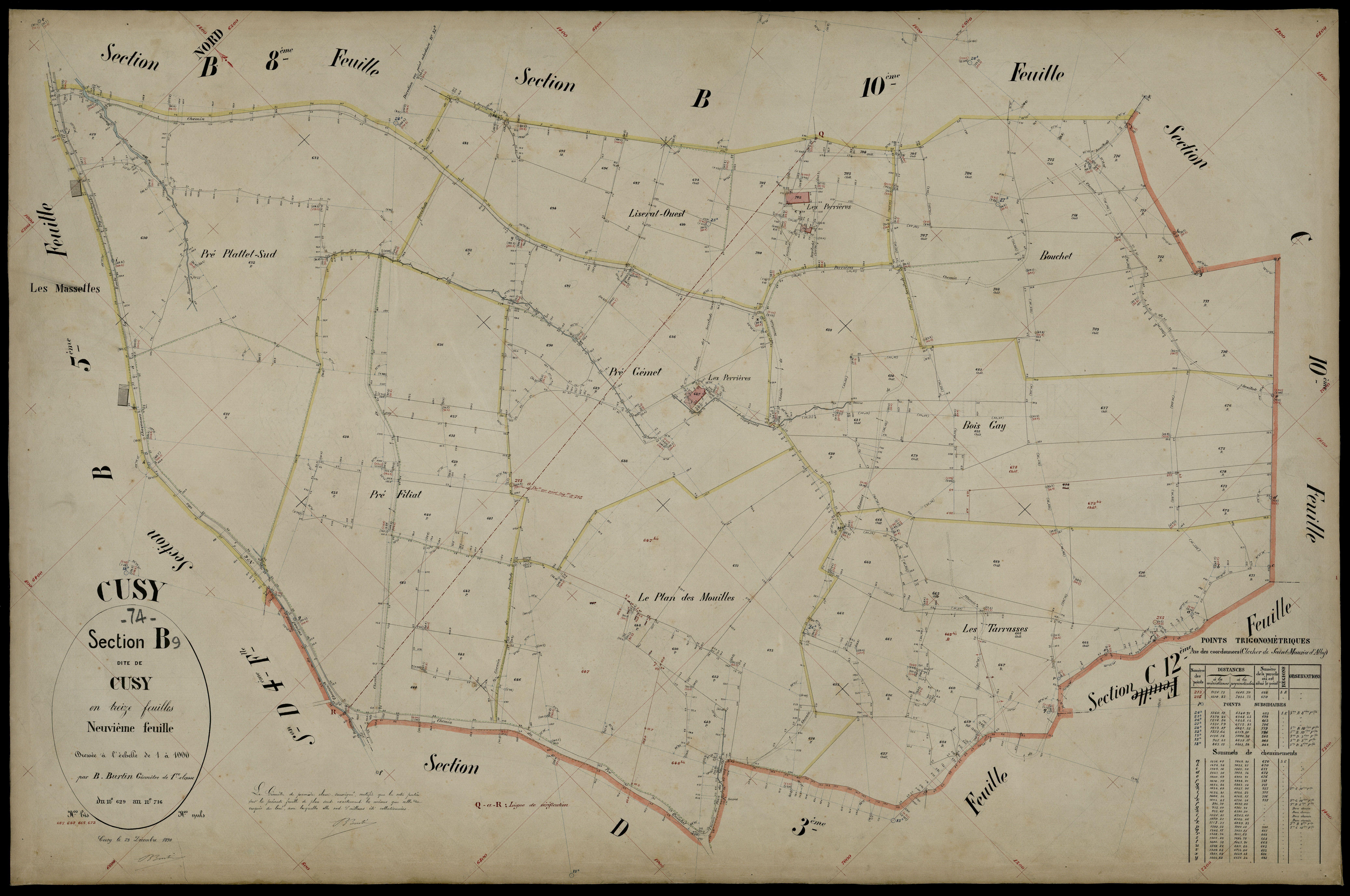 3 P 3 4056 - Feuille n° 10, parcelles n° 717 à 838 - 23 décembre 1890