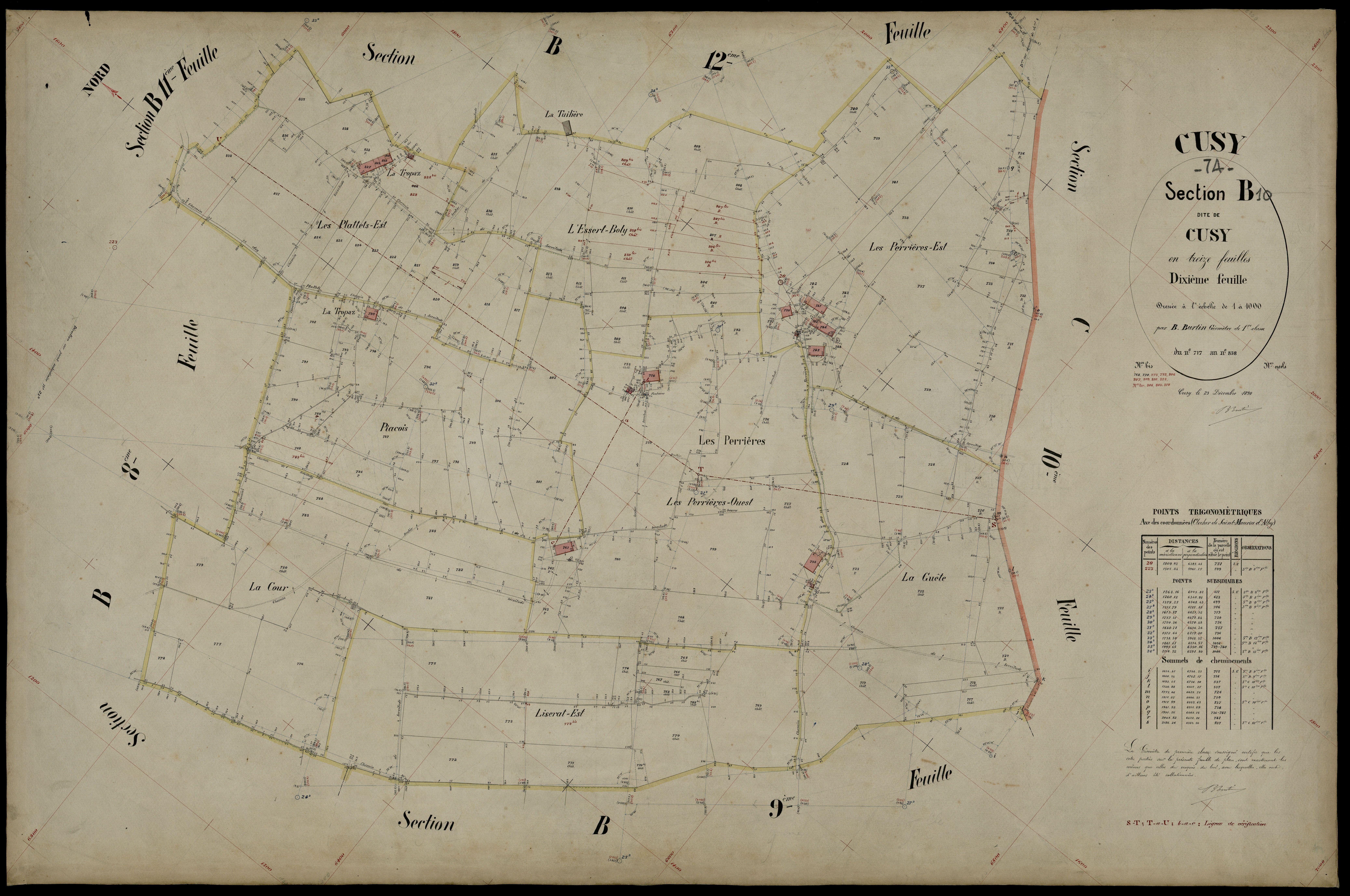 3 P 3 4057 - Feuille n° 11, parcelles n° 839 à 97 - 23 décembre 1890