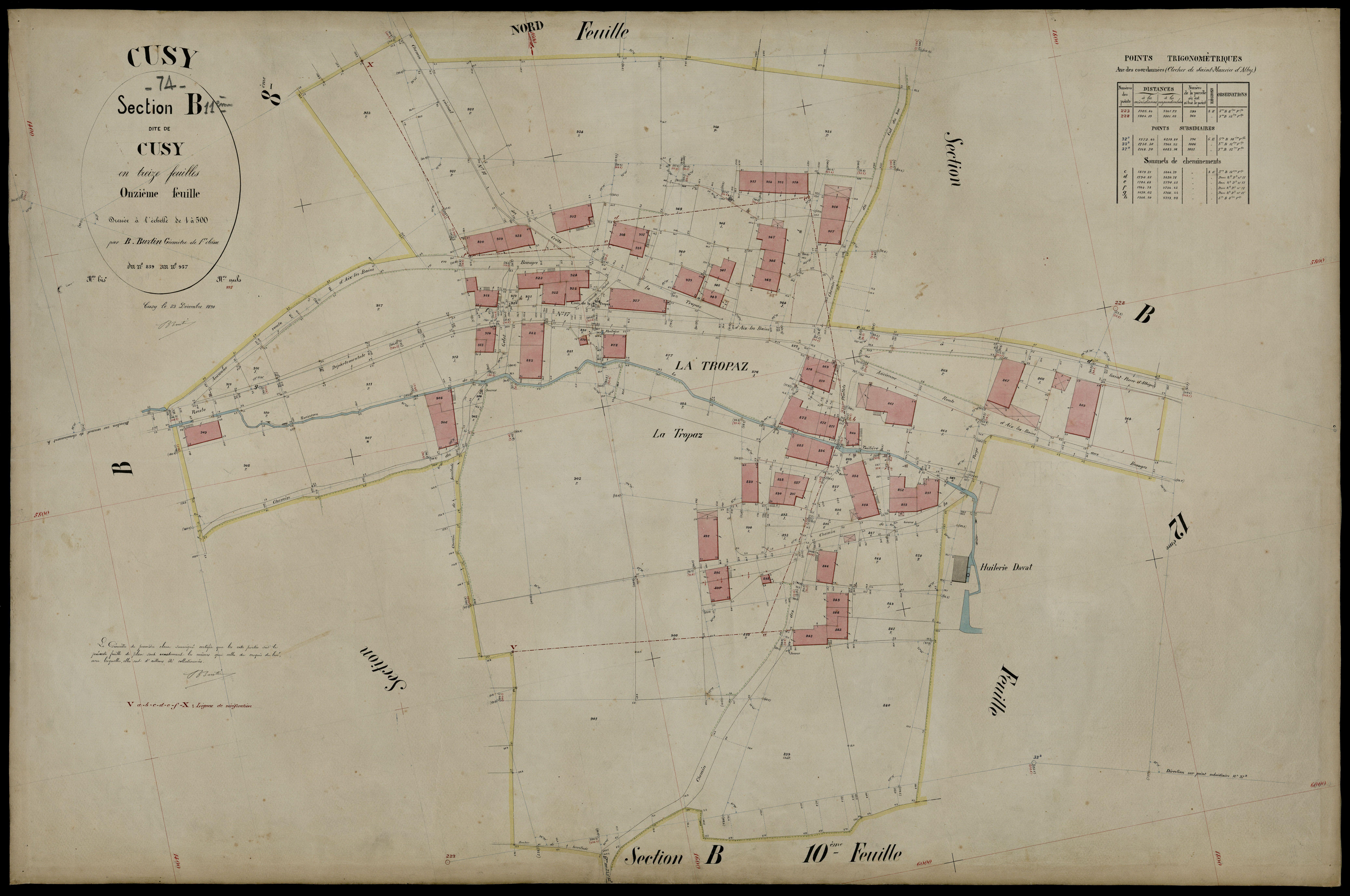 3 P 3 4058 - Feuille n° 12, parcelles n° 98 à 1068 - 23 décembre 1890