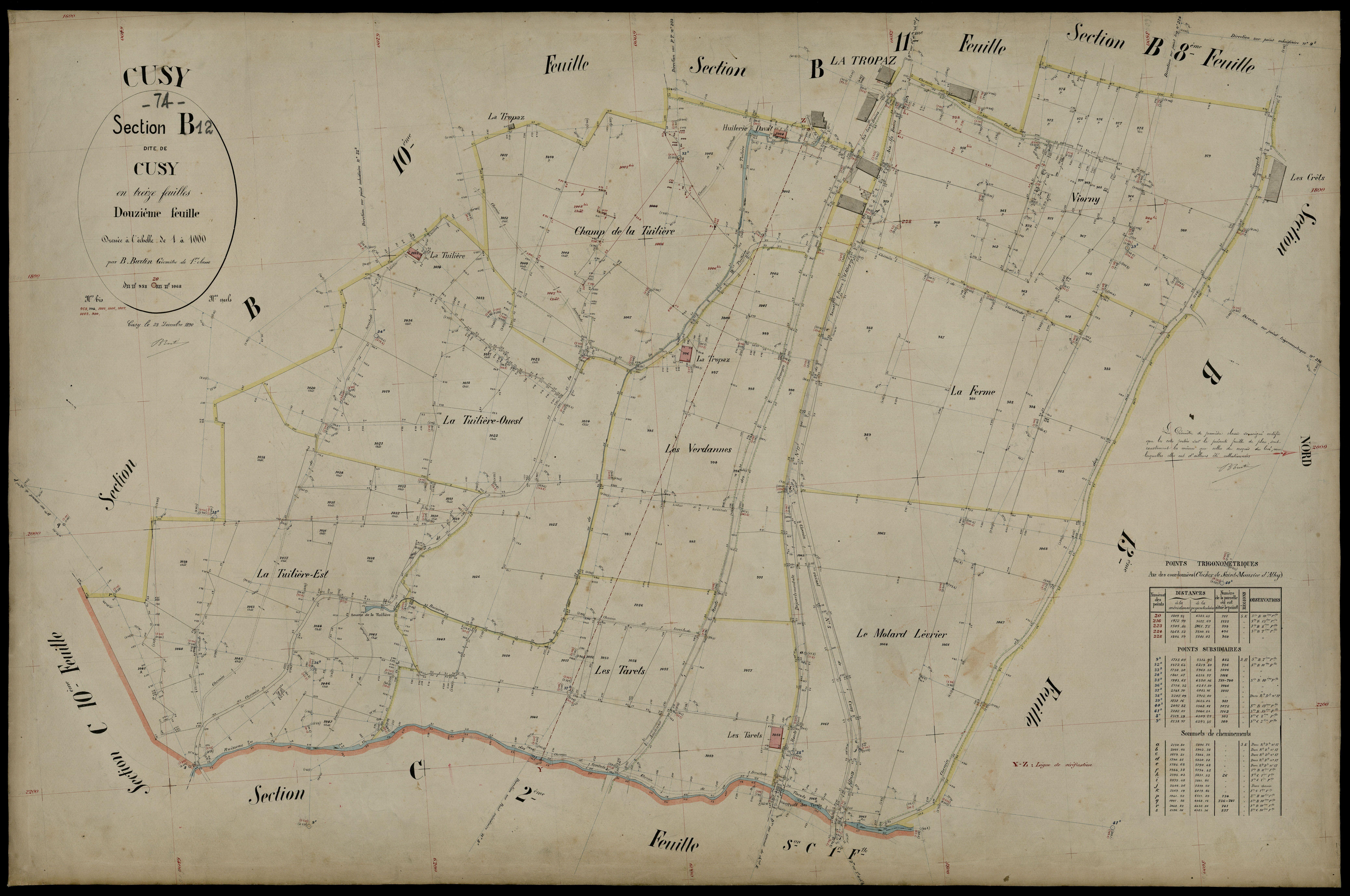 3 P 3 4059 - Feuille n° 13, parcelles n° 1069 à 1199 - 23 décembre 1890