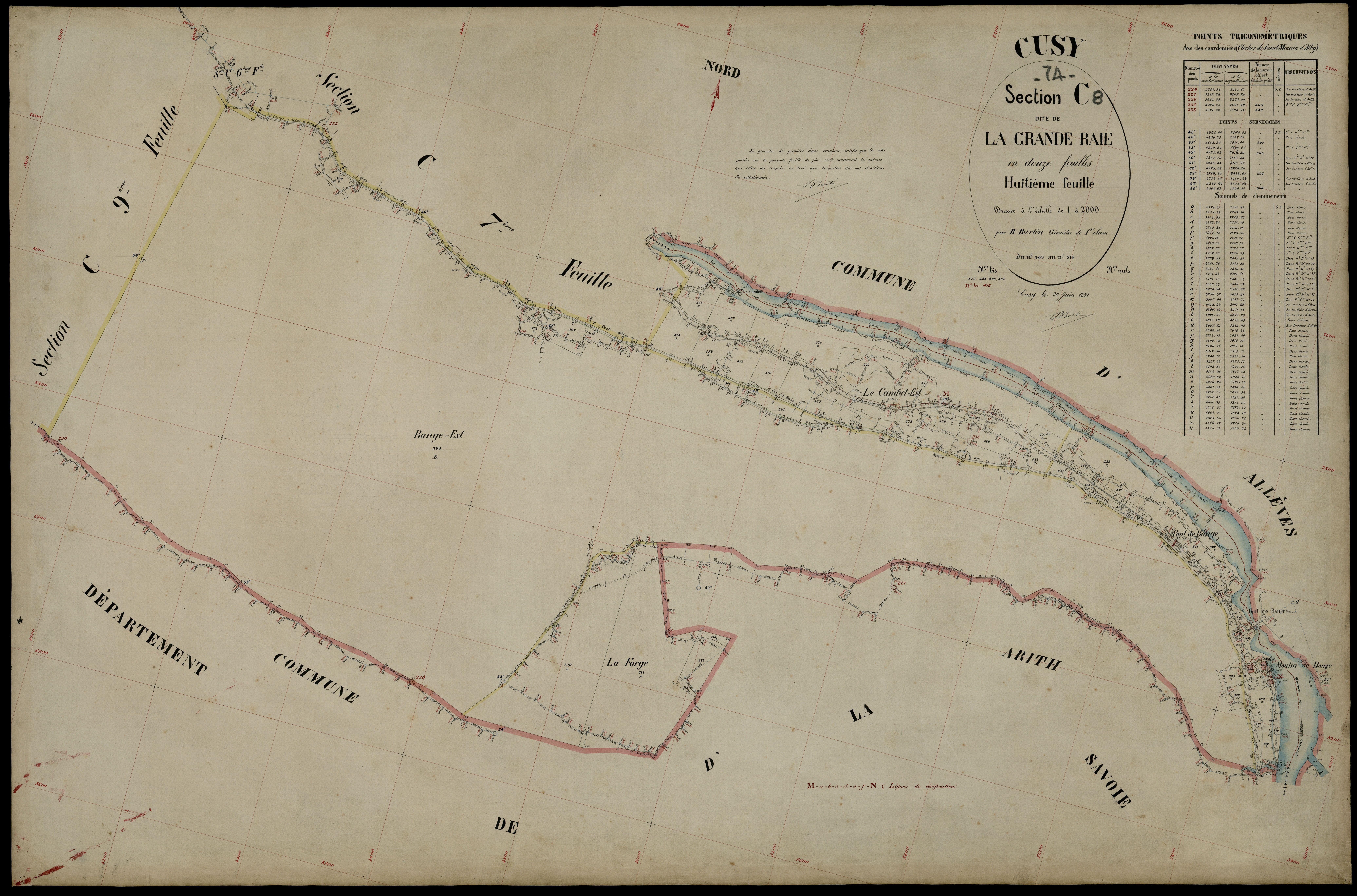 3 P 3 4068 - Feuille n° 9, parcelles n° 1 à 36 - 30 juin 1891