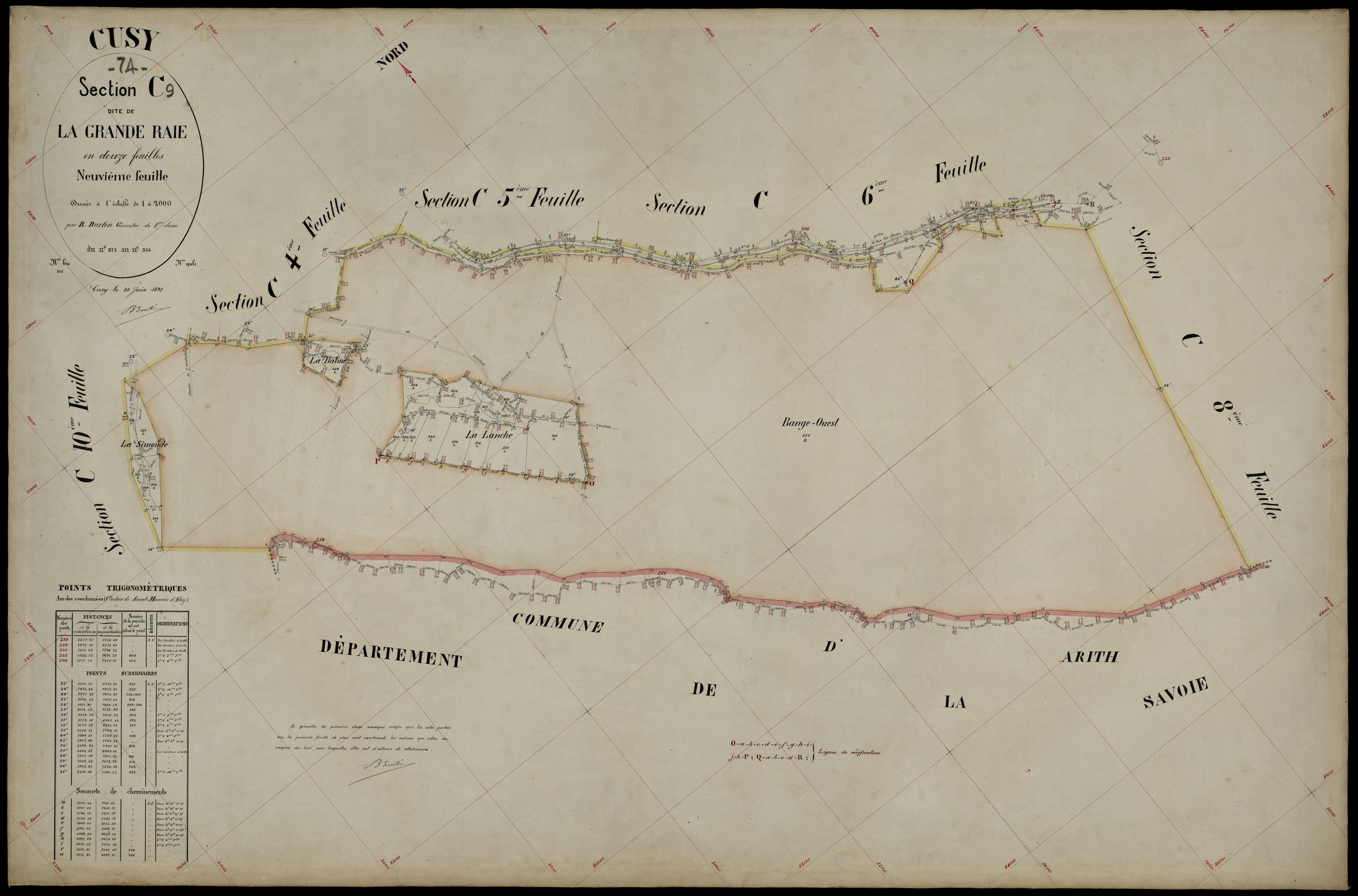 3 P 3 4069 - Feuille n° 10, parcelles n° 37 - 30 juin 1891