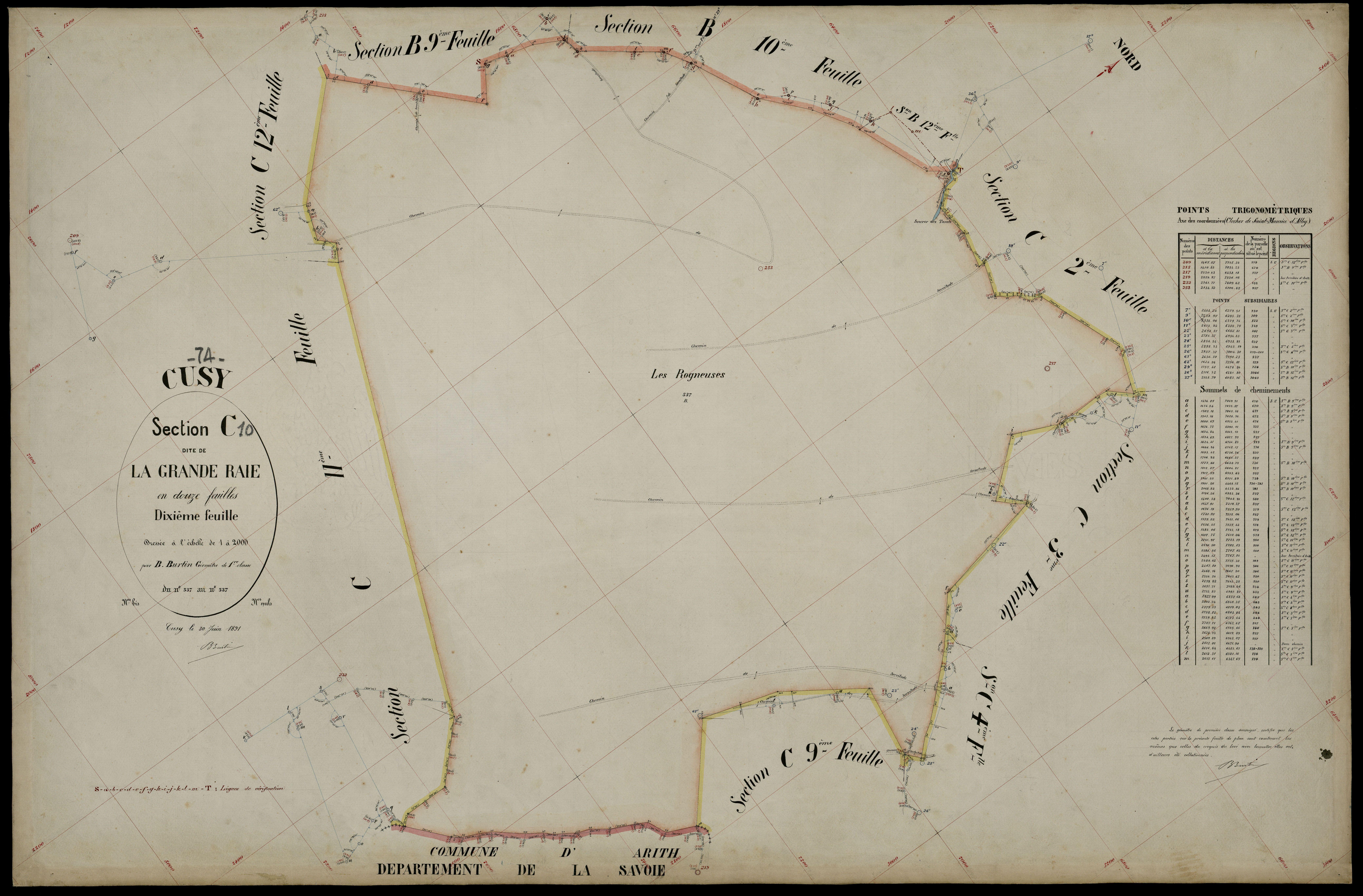 3 P 3 4070 - Feuille n° 11, parcelles n° 38 à 72 - 30 juin 1891