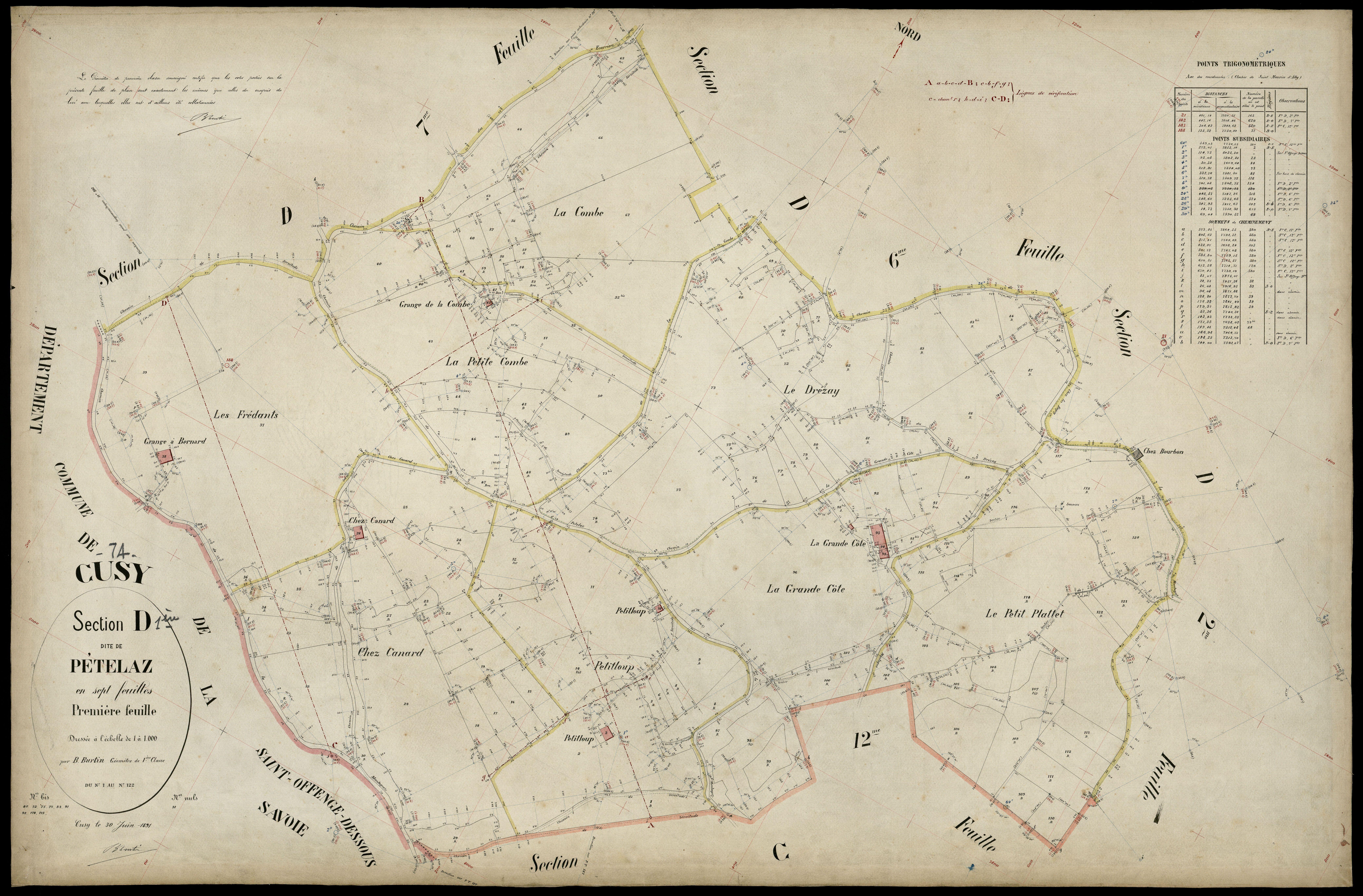 3 P 3 4073 - Feuille n° 2, parcelles n° 123 à 21 - 30 juin 1891