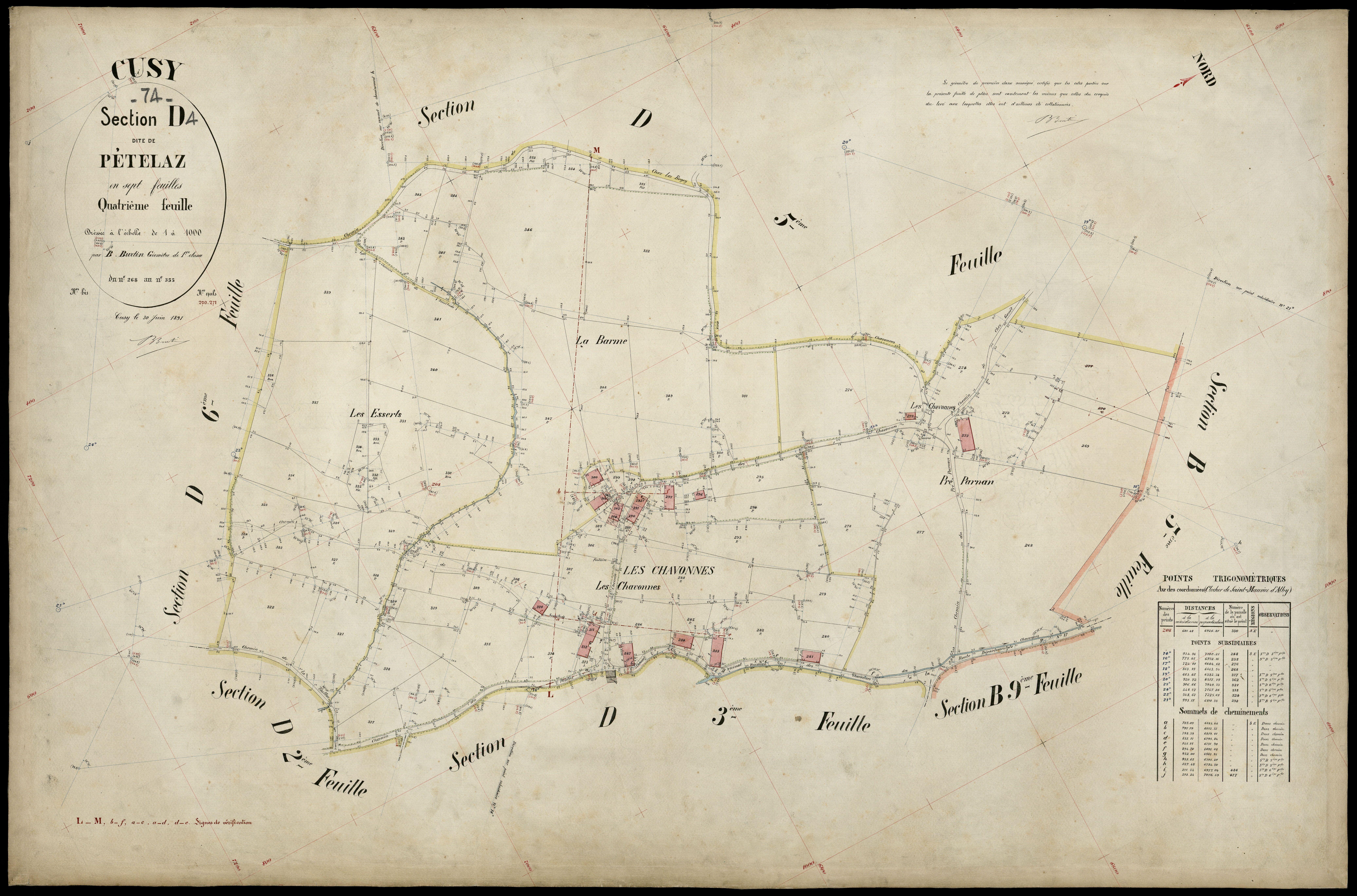 3 P 3 4076 - Feuille n° , parcelles n° 36 à 413 - 30 juin 1891