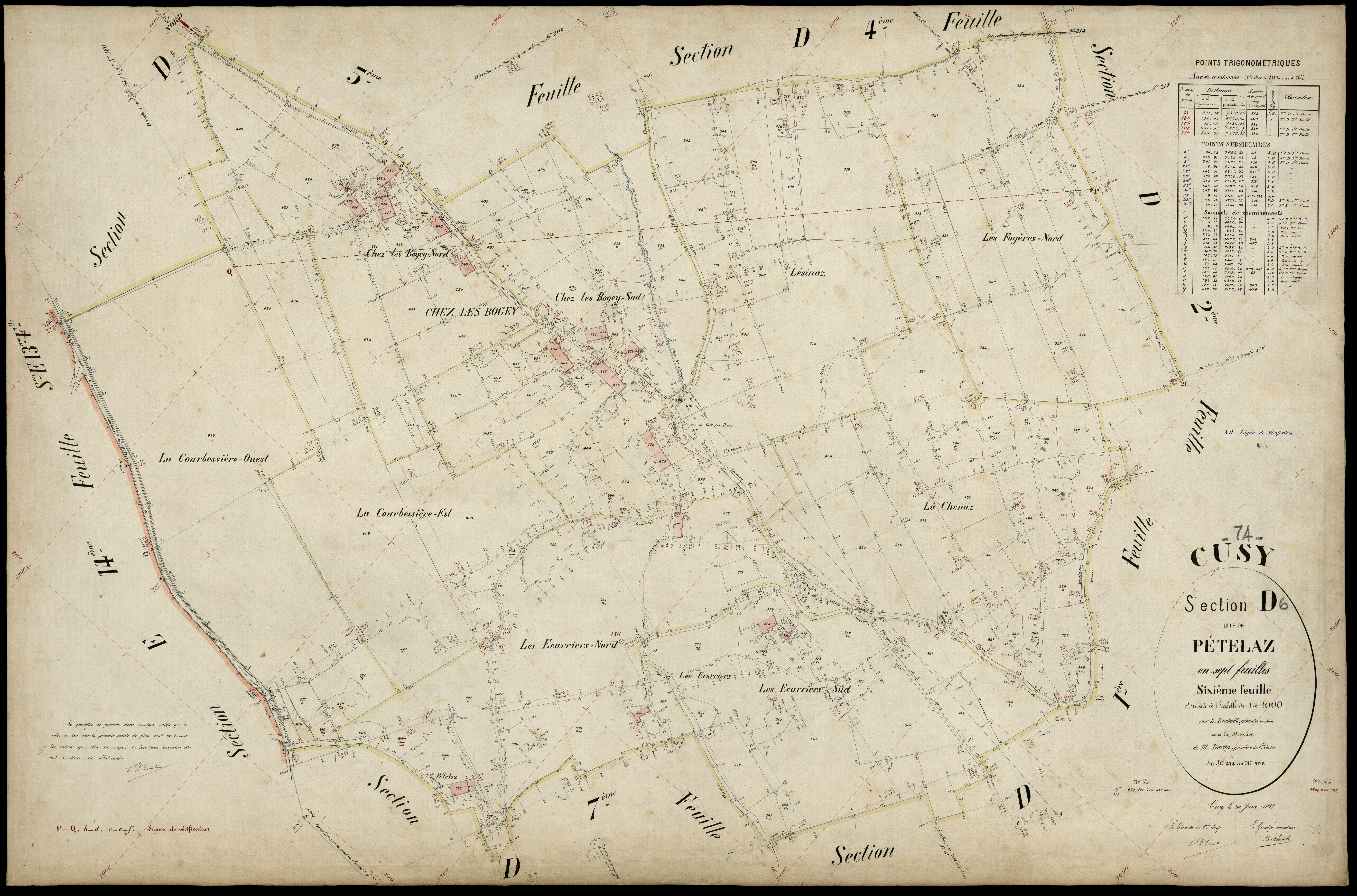 3 P 3 4078 - Feuille n° 7, parcelles n° 97 à 70 - 30 juin 1891