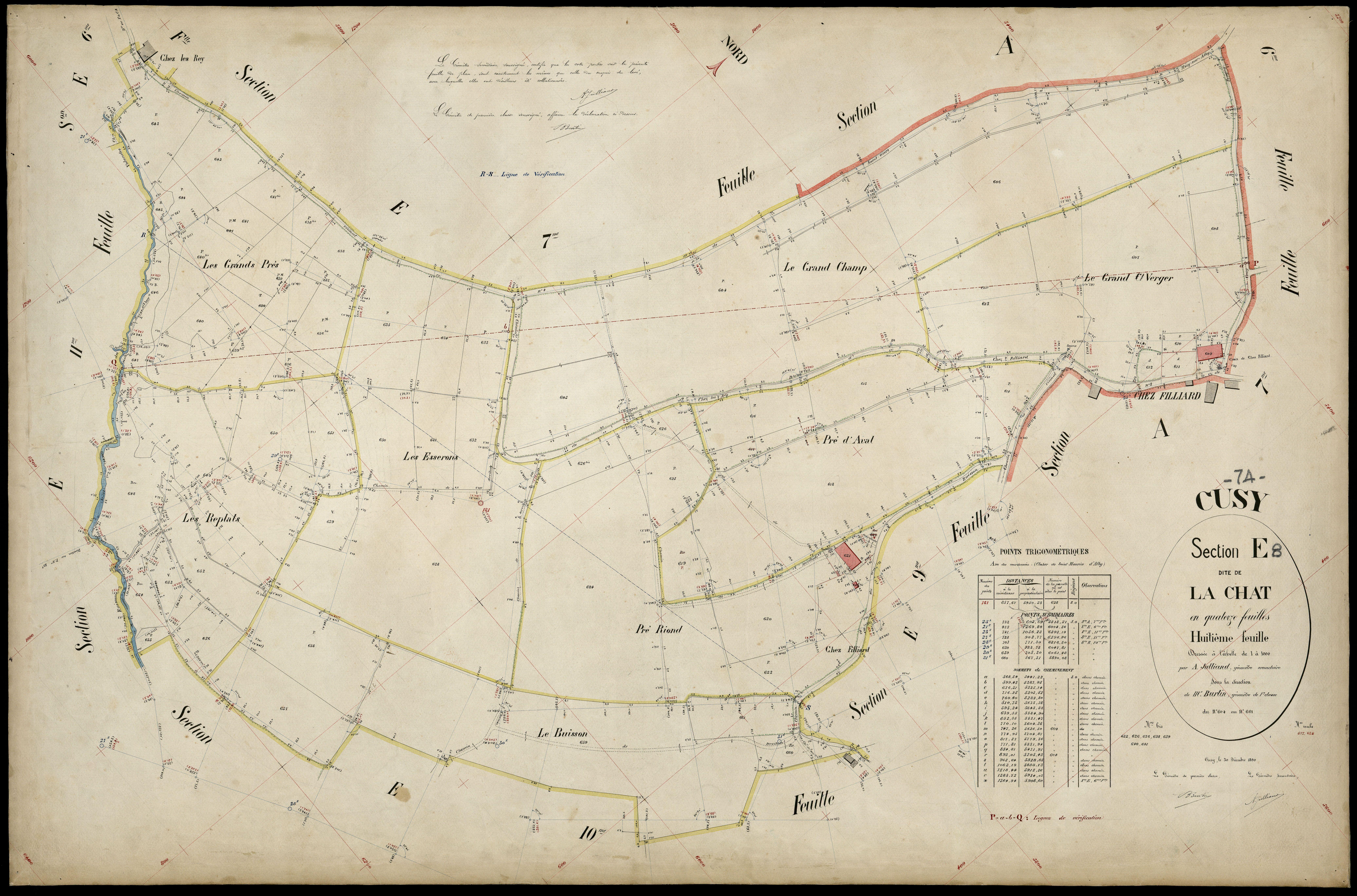 3 P 3 4087 - Feuille n° 9, parcelles n° 662 à 687 - 30 décembre 1890