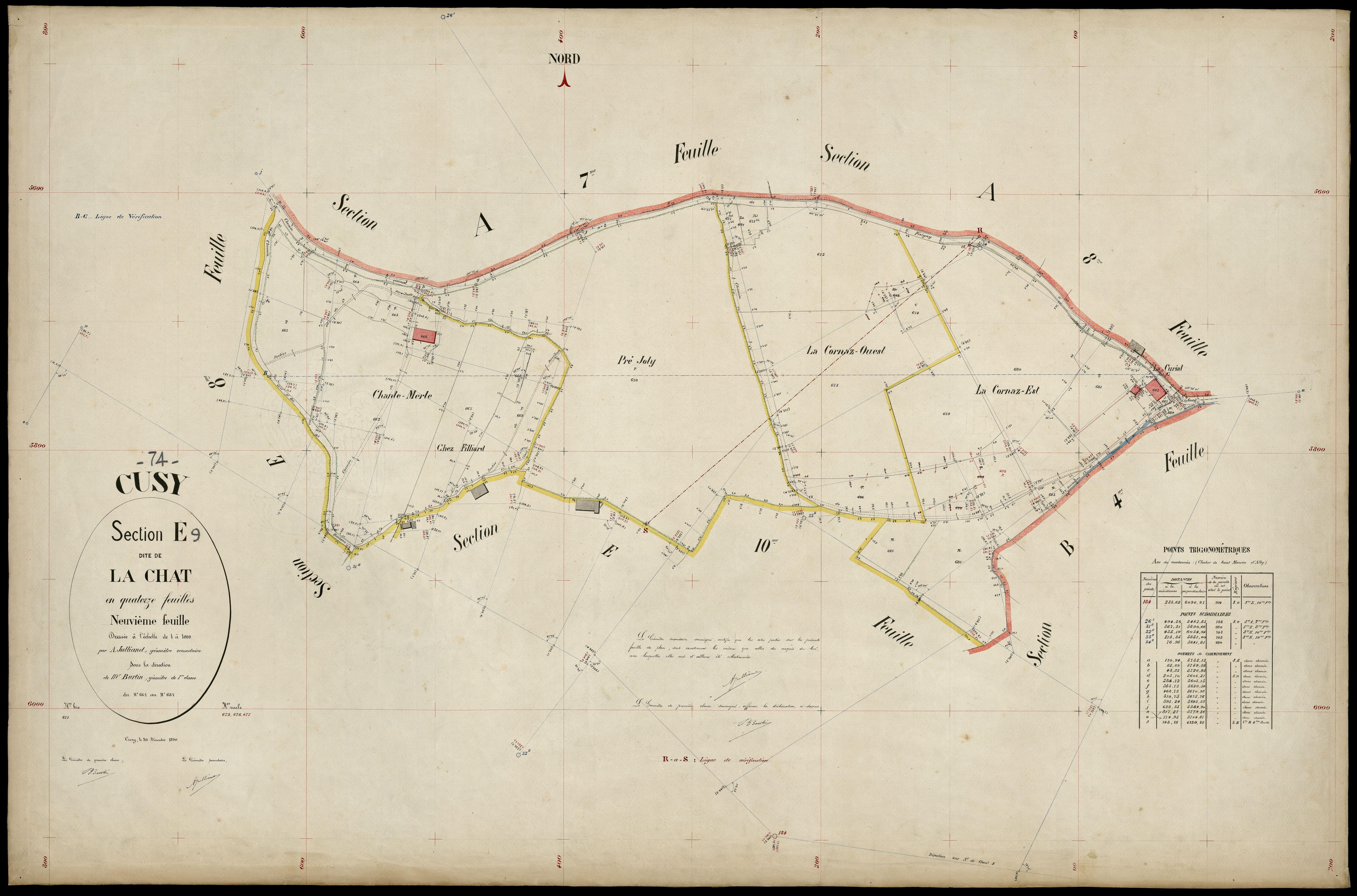 3 P 3 4088 - Feuille n° 10, parcelles n° 688 à 72 - 30 décembre 1890