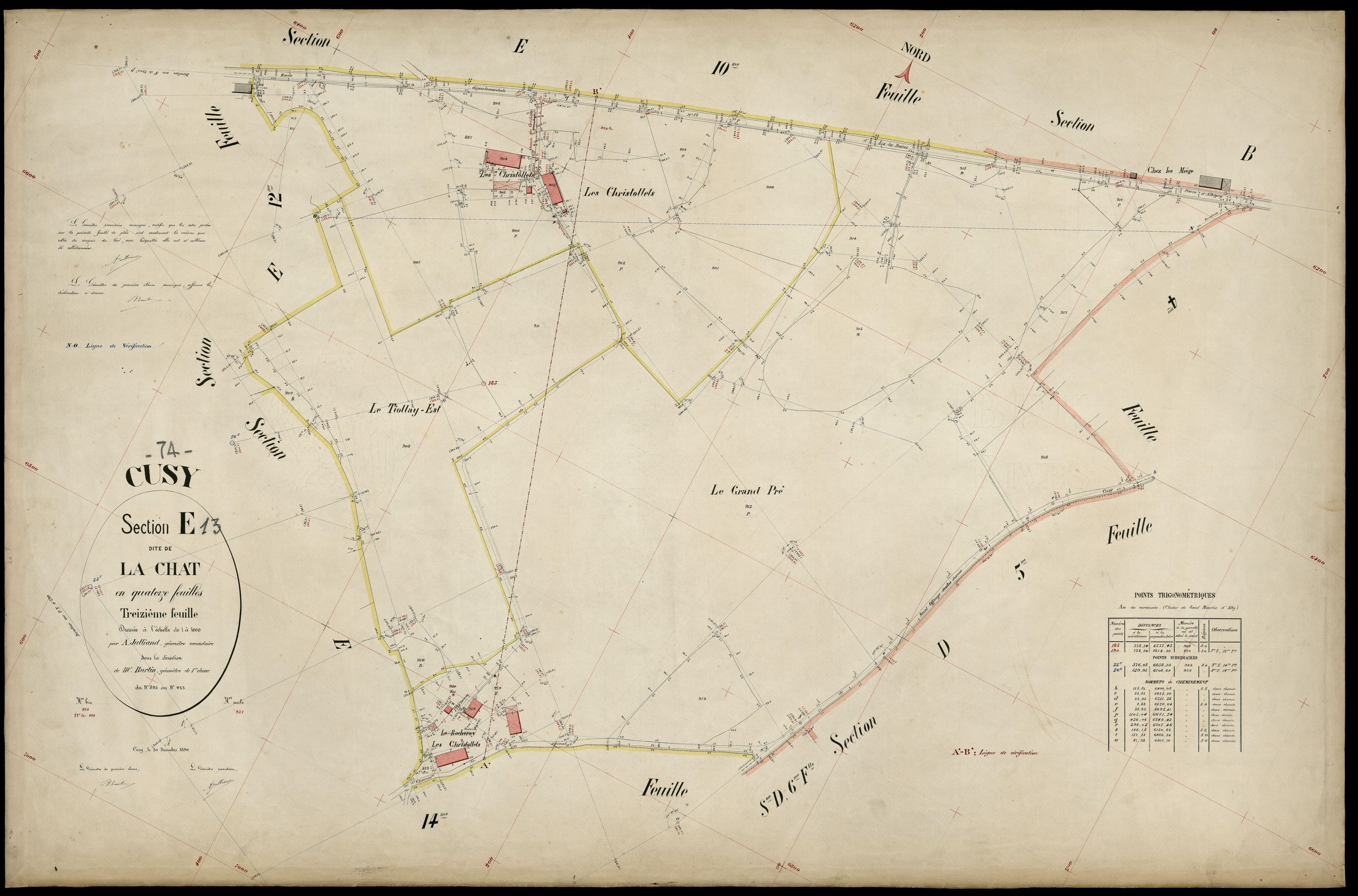 3 P 3 4092 - Feuille n° 14, parcelles n° 924 à 963 - 30 décembre 1890