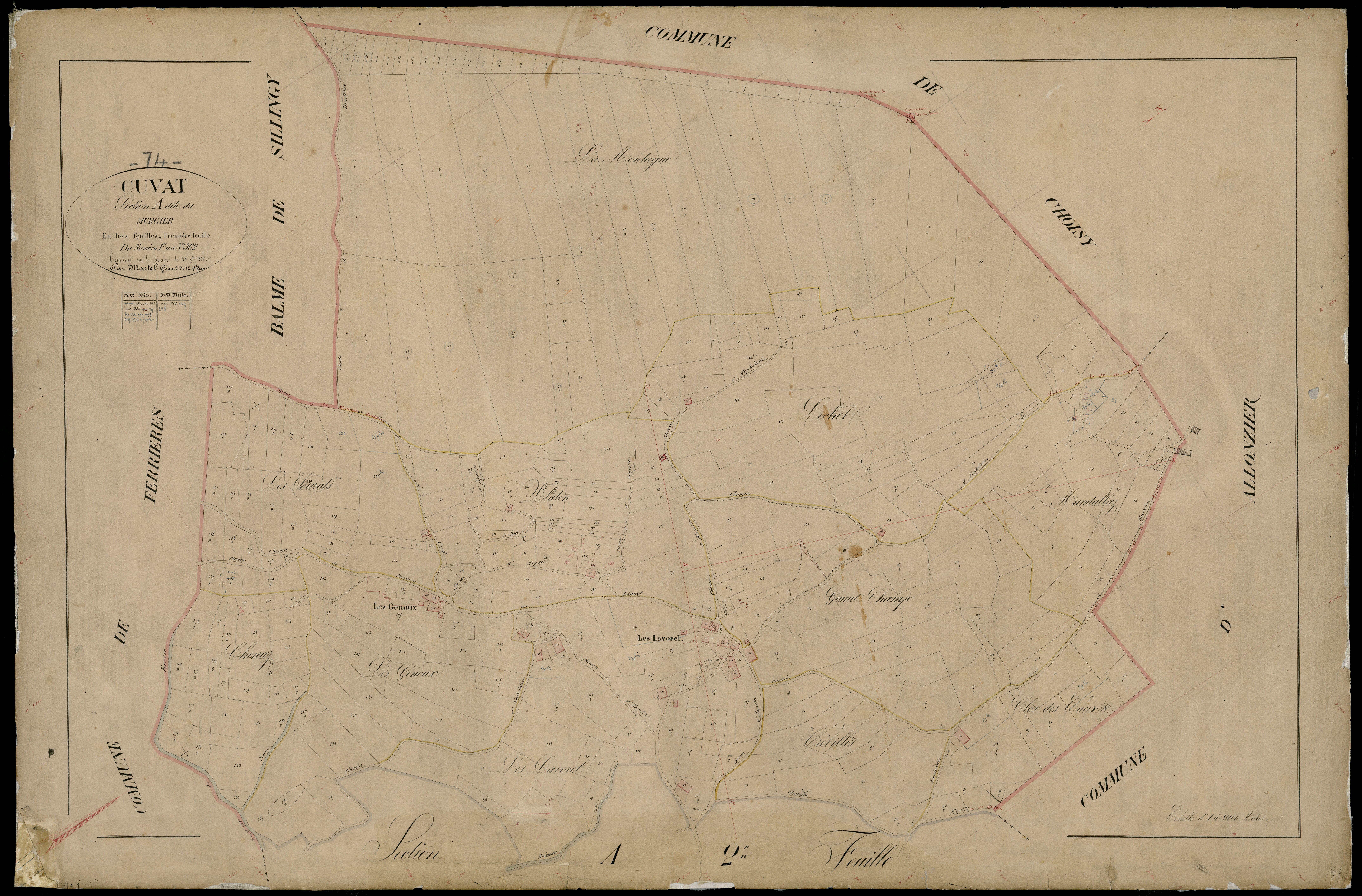 3 P 3 4095 - Feuille n° 2, parcelles n° 363 à 709 - 25 novembre 1865
