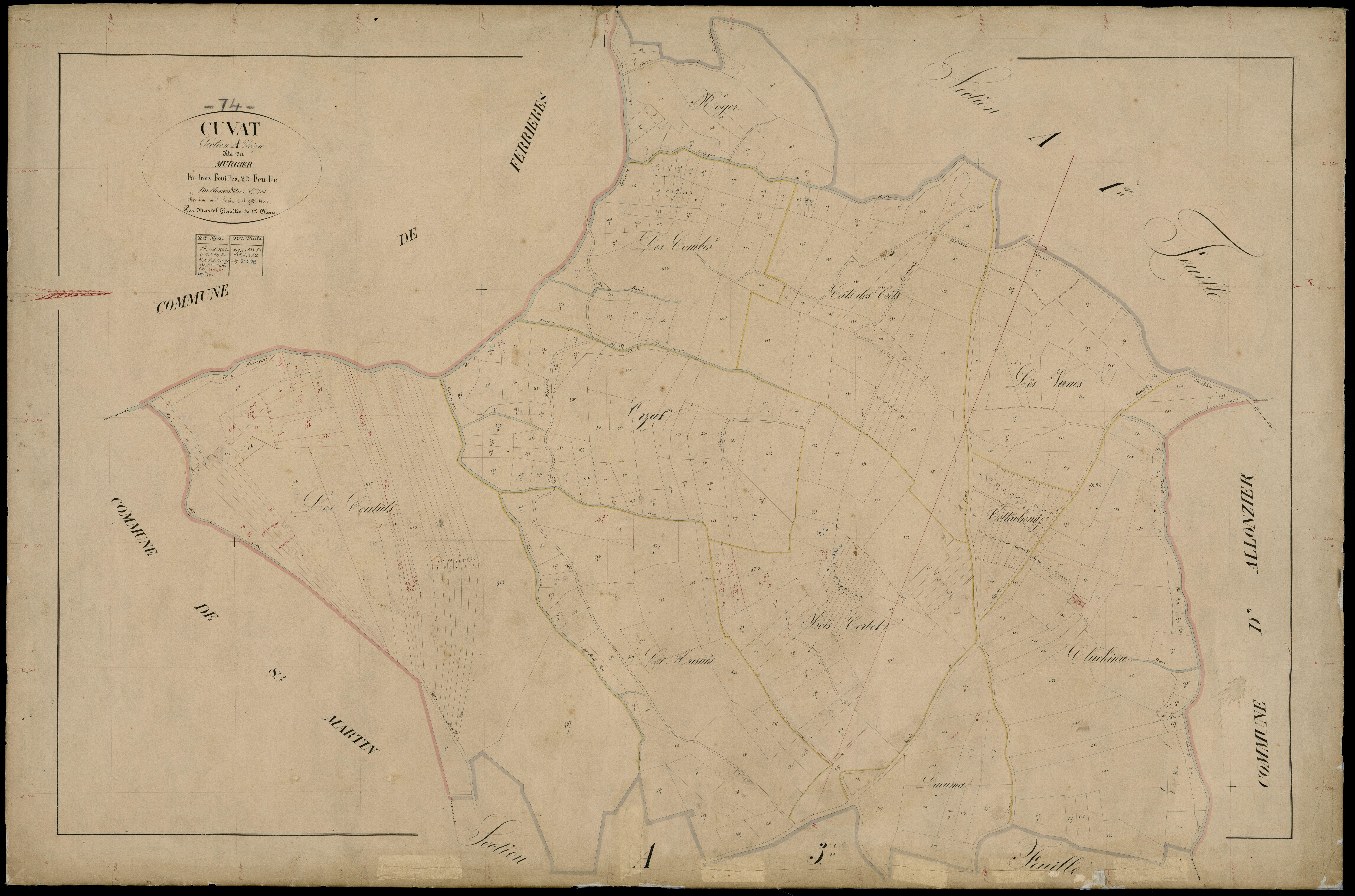 3 P 3 4096 - Feuille n° 3, parcelles n° 710 à 1184 - 25 novembre 1865