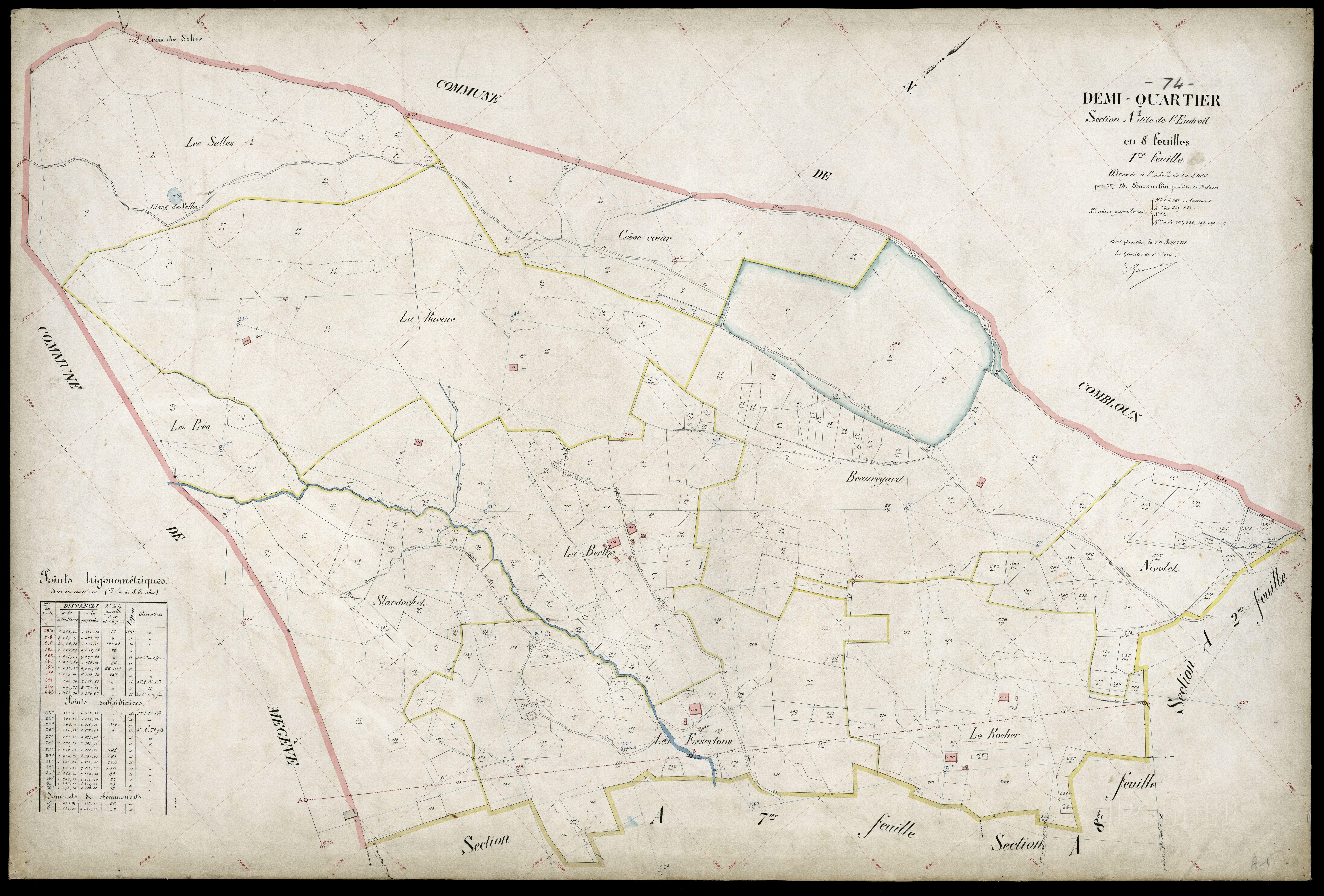 3 P 3 4100 - Feuille n° 2, parcelles n° 262 à 488 - 20 août 1911
