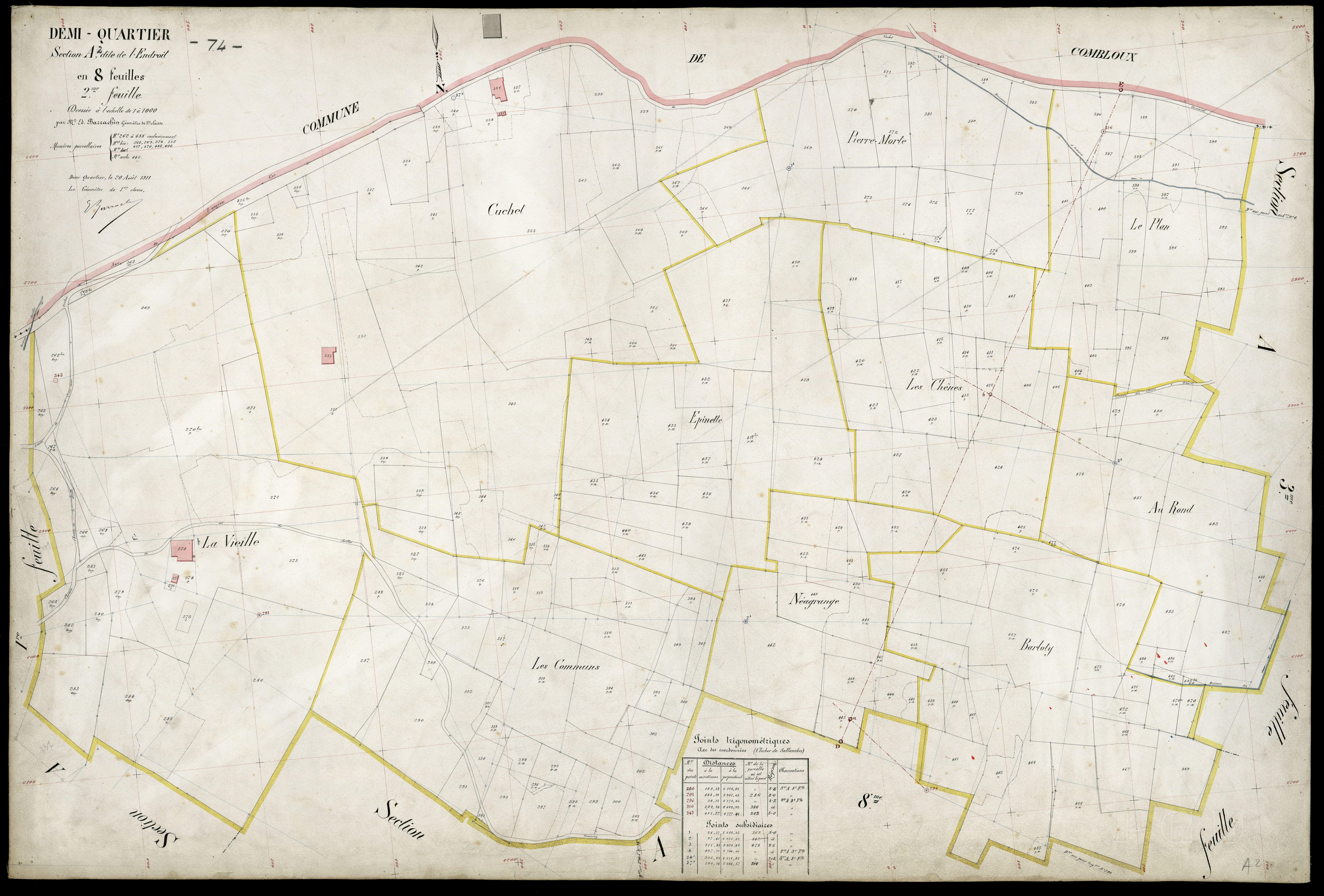 3 P 3 4101 - Feuille n° 3, parcelles n° 489 à 714 - 20 août 1911