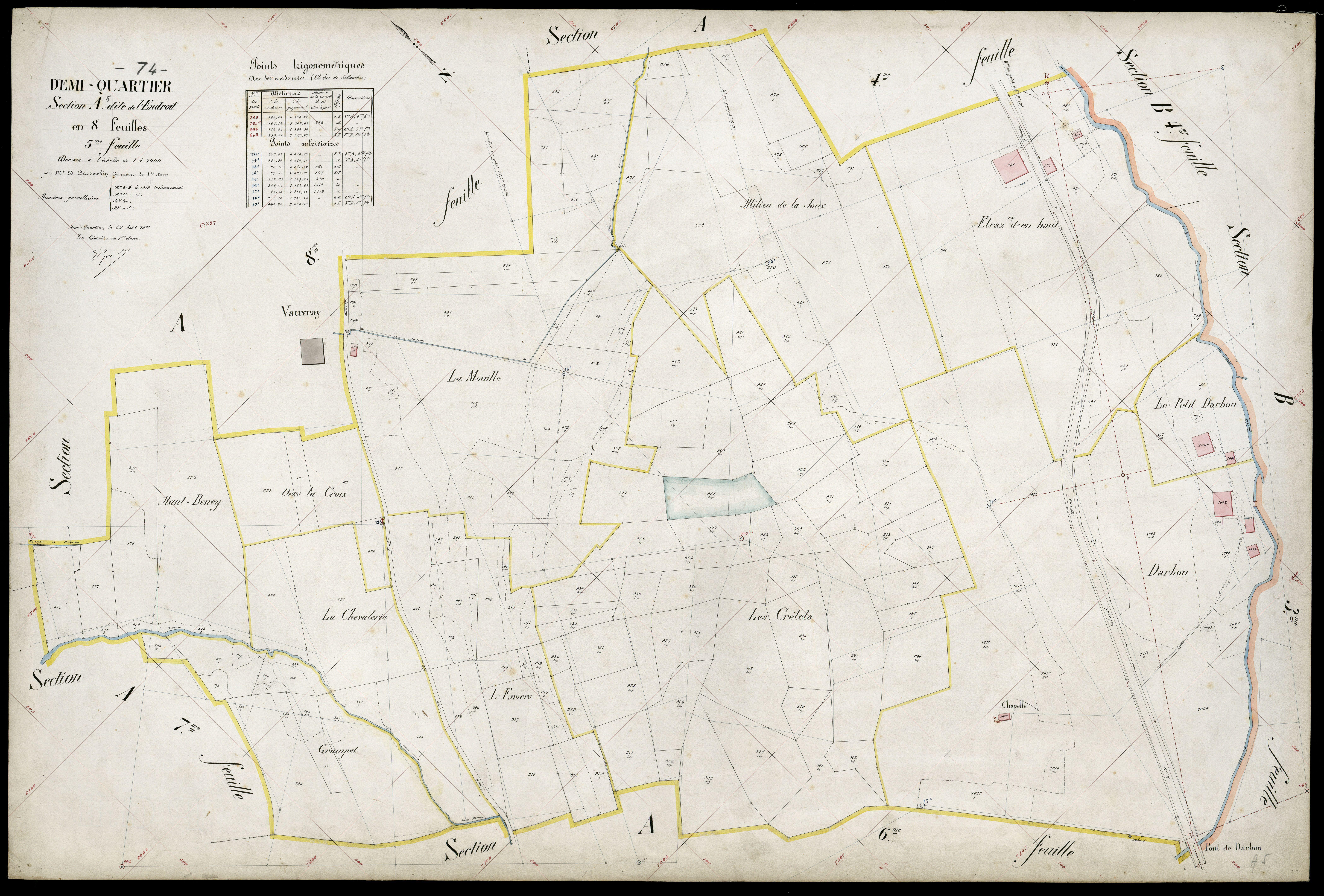 3 P 3 4104 - Feuille n° 6, parcelles n° 1020 à 1209 - 20 août 1911