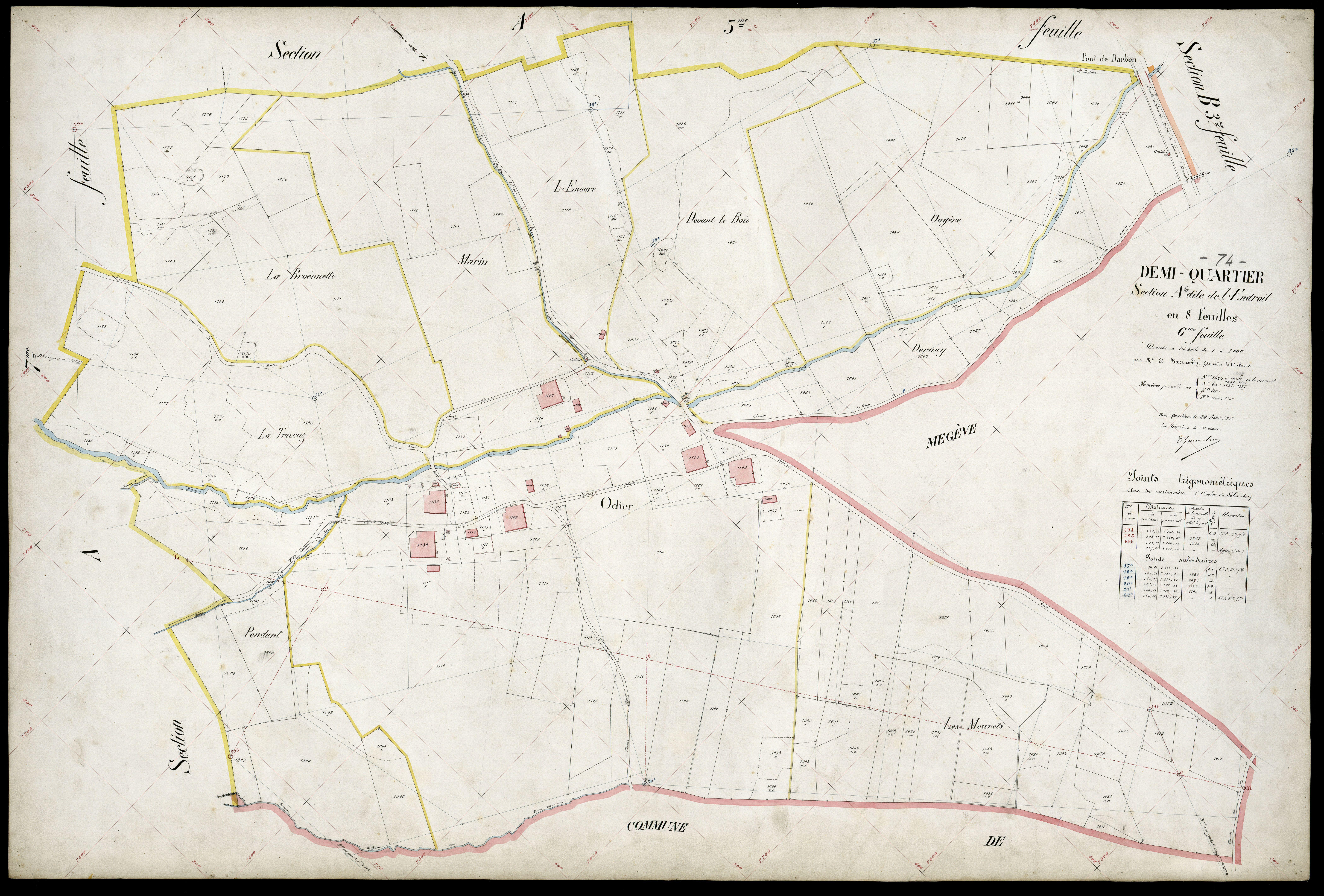 3 P 3 4105 - Feuille n° 7, parcelles n° 1210 à 134 - 20 août 1911