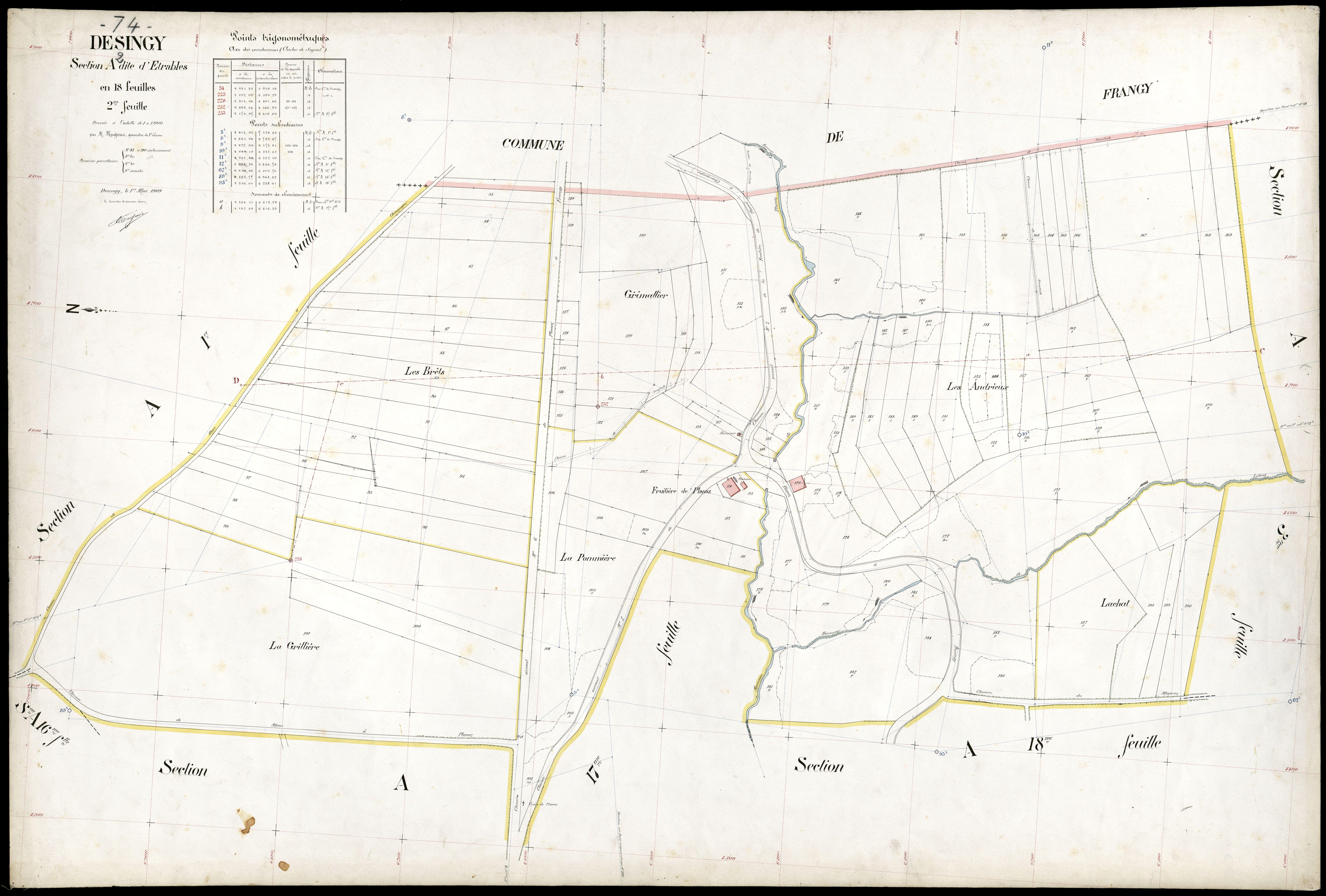 3 P 3 4126 - Feuille n° 3, parcelles n° 191 à 296 - 1er mai 1909
