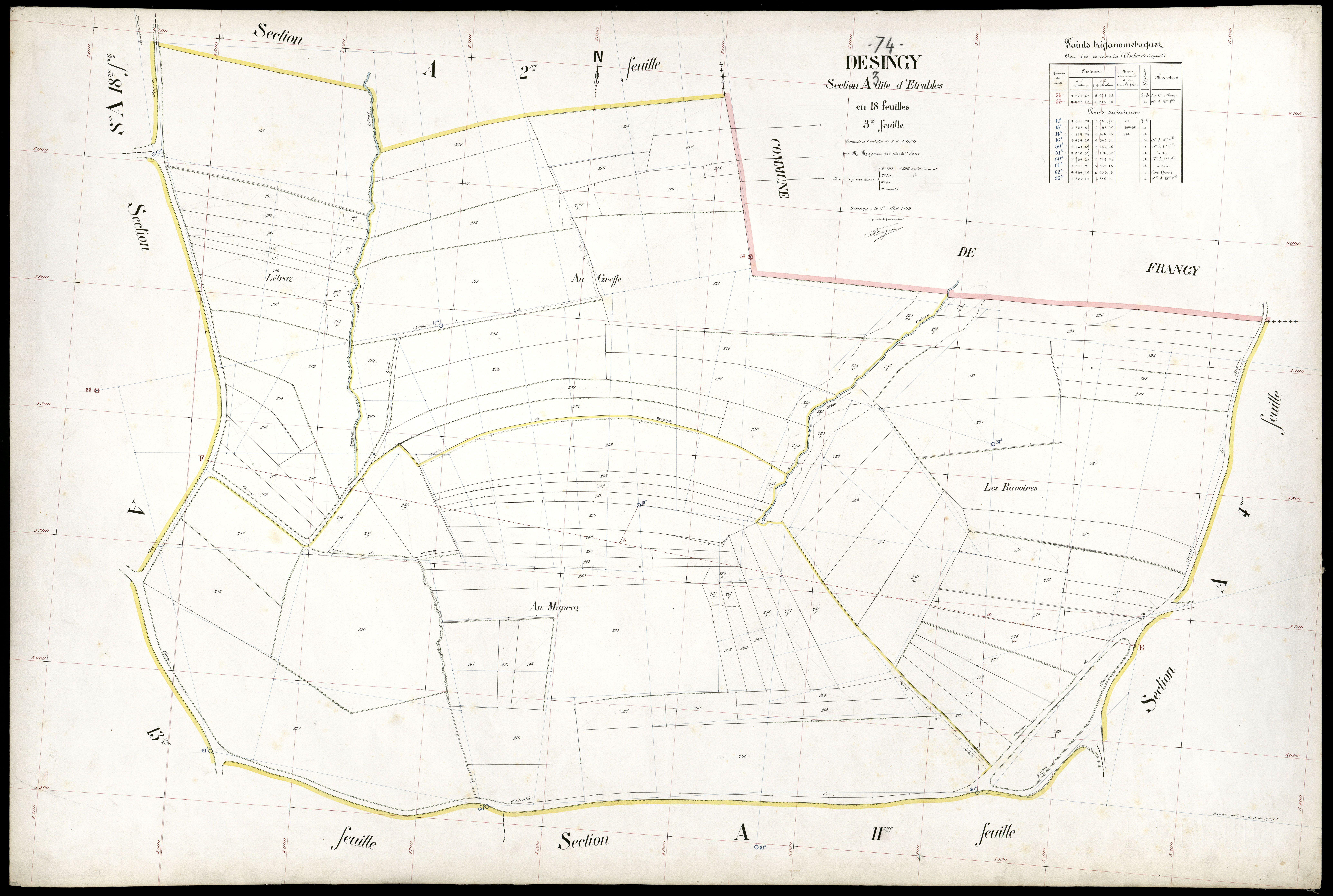 3 P 3 4127 - Feuille n° 4, parcelles n° 297 à 428 - 1er mai 1909