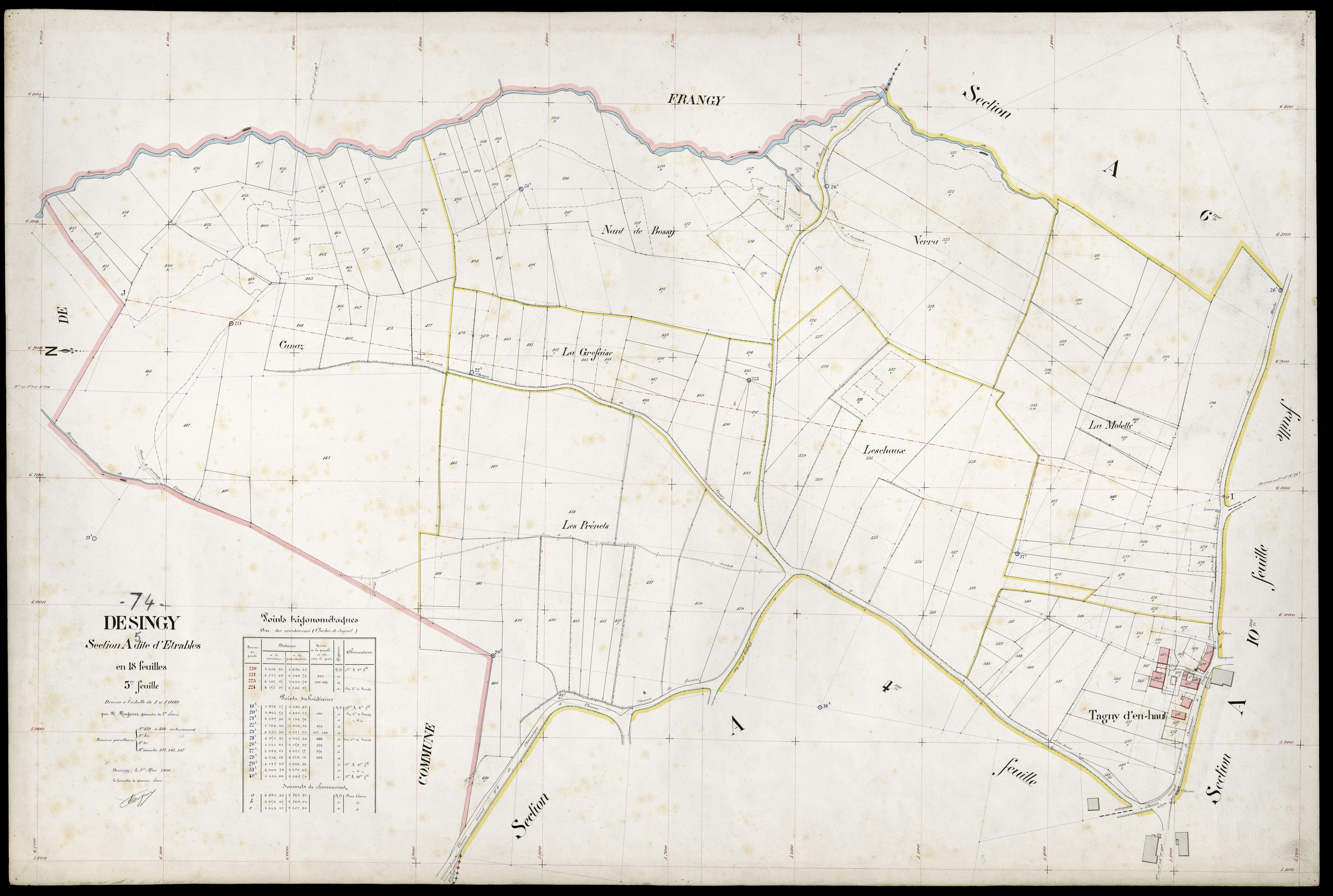 3 P 3 4129 - Feuille n° 6, parcelles n° 9 à 708 - 1er mai 1909