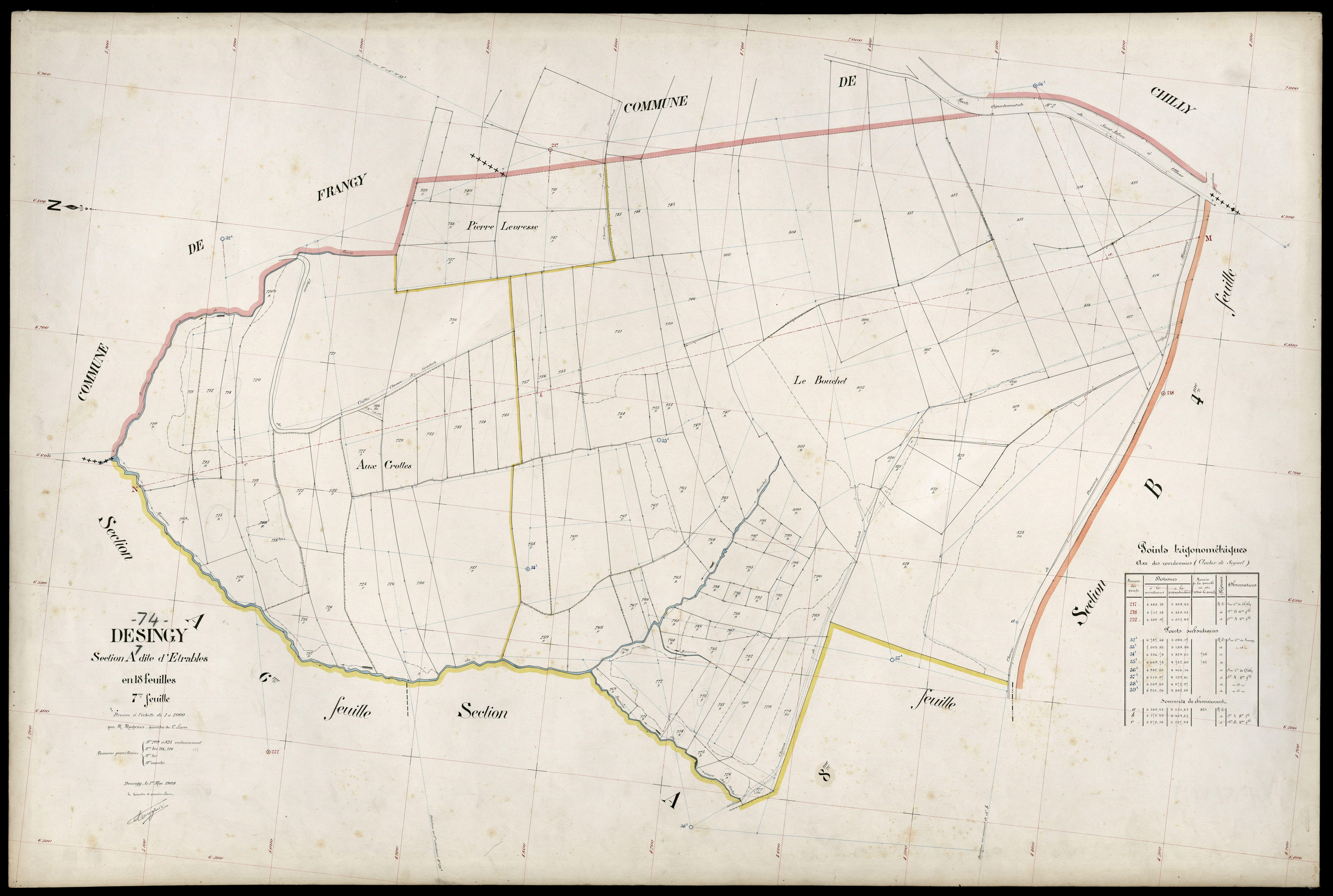 3 P 3 4131 - Feuille n° 8, parcelles n° 826 à 964 - 1er mai 1909
