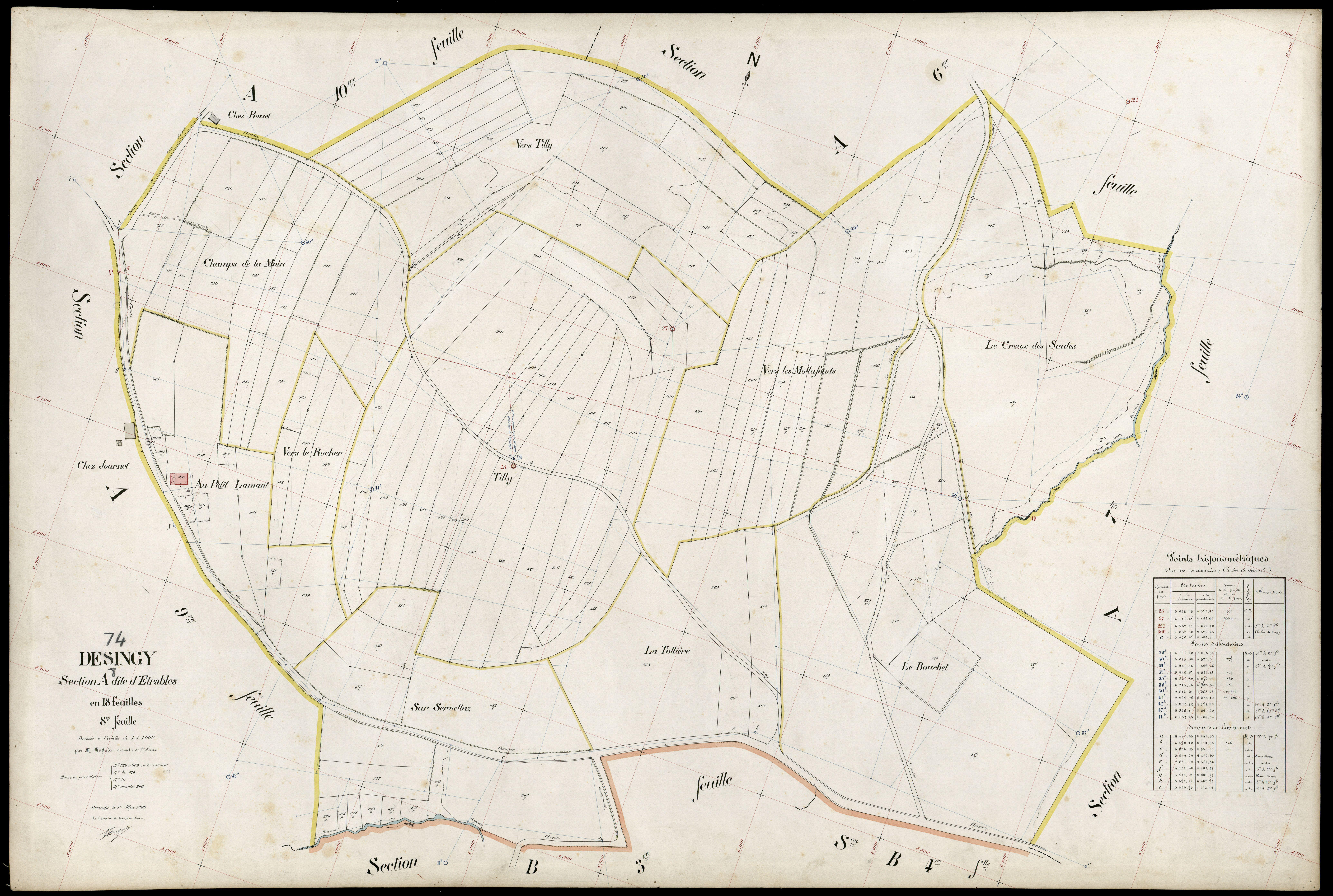 3 P 3 4132 - Feuille n° 9, parcelles n° 96 à 1200 - 1er mai 1909