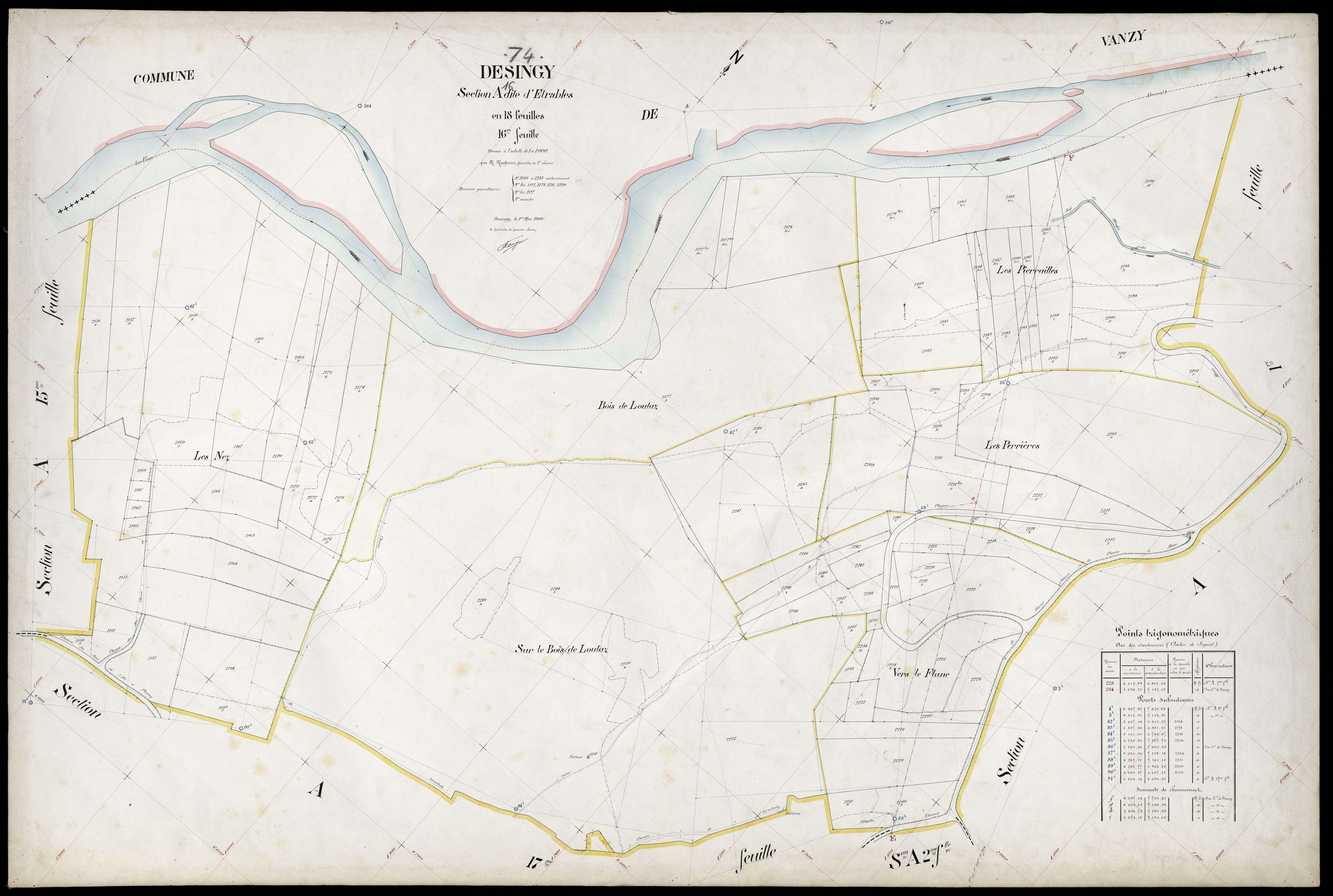 3 P 3 4140 - Feuille n° 17, parcelles n° 224 à 244 - 1er mai 1909