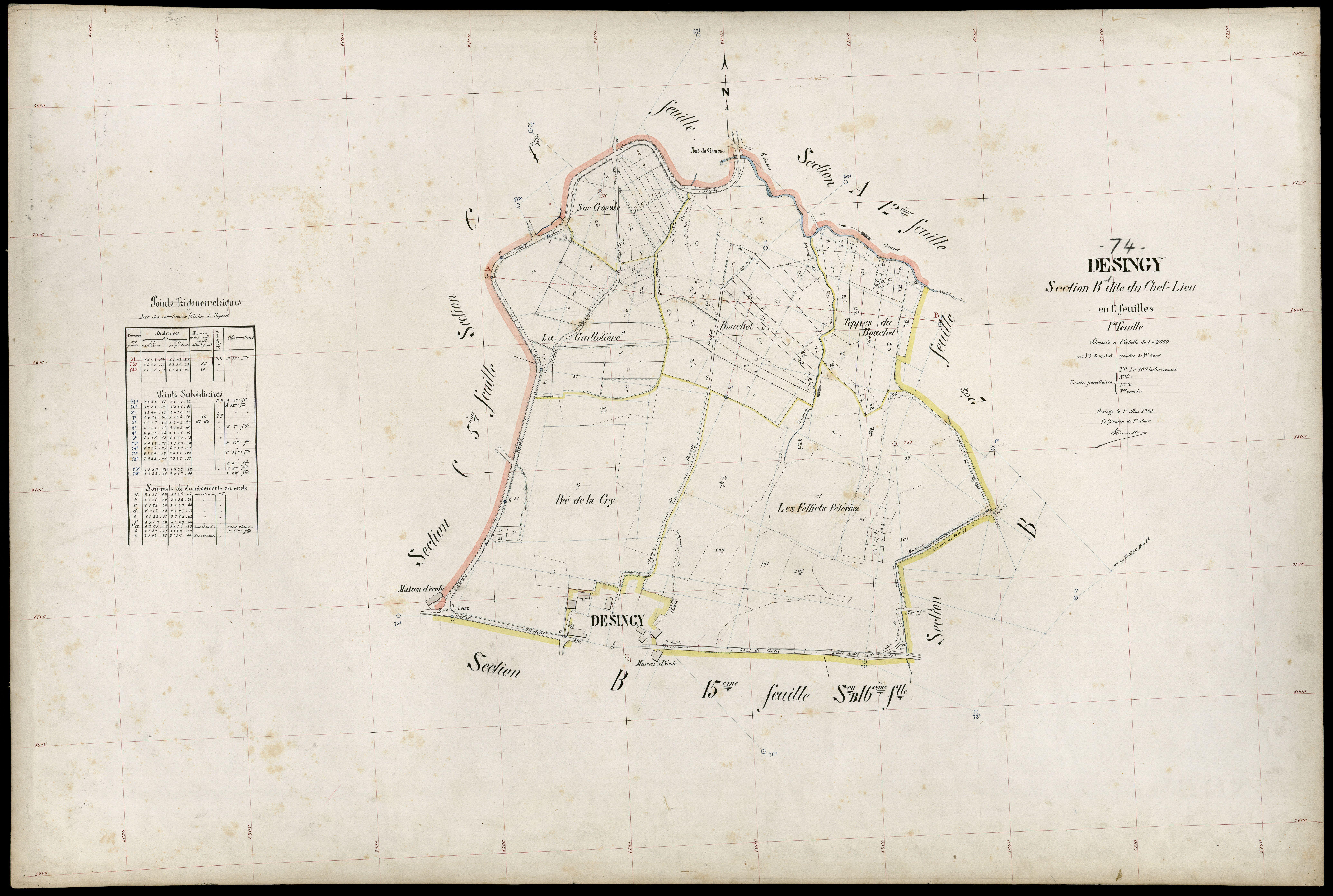 3 P 3 4143 - Feuille n° 2, parcelles n° 107 à 364 - 1er mai 1909