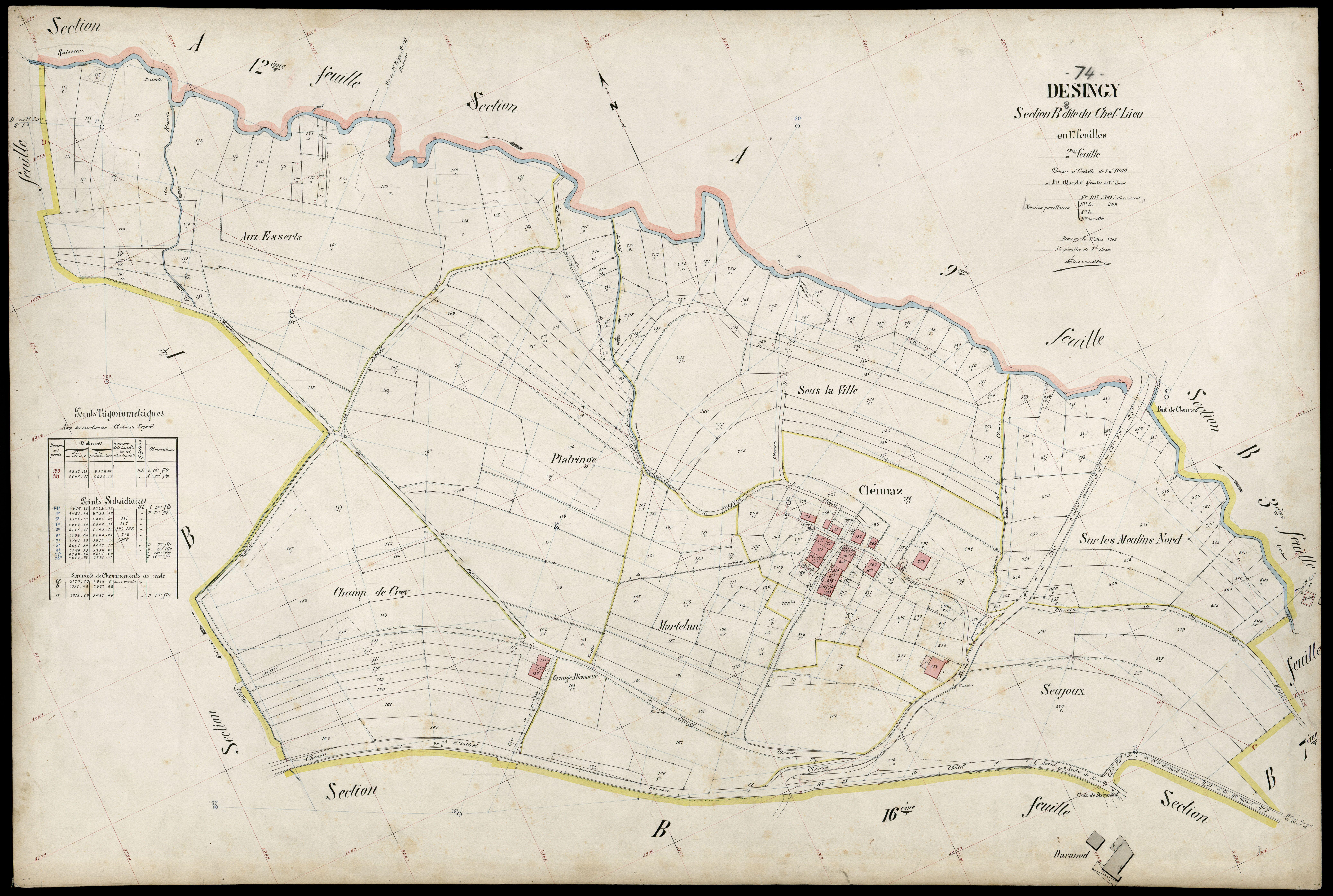 3 P 3 4144 - Feuille n° 3, parcelles n° 36 à 73 - 1er mai 1909