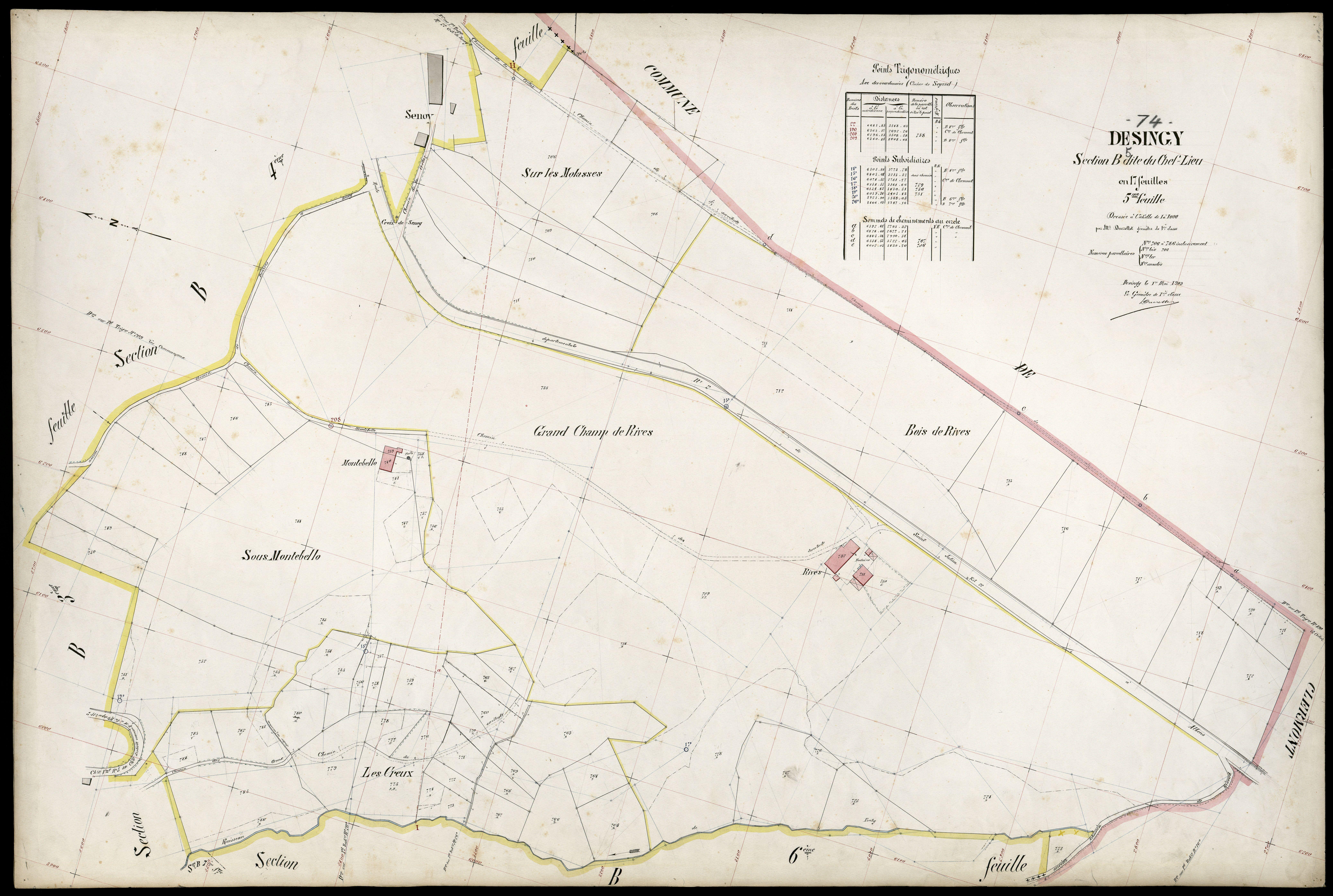 3 P 3 4147 - Feuille n° 6, parcelles n° 787 à 96 - 1er mai 1909