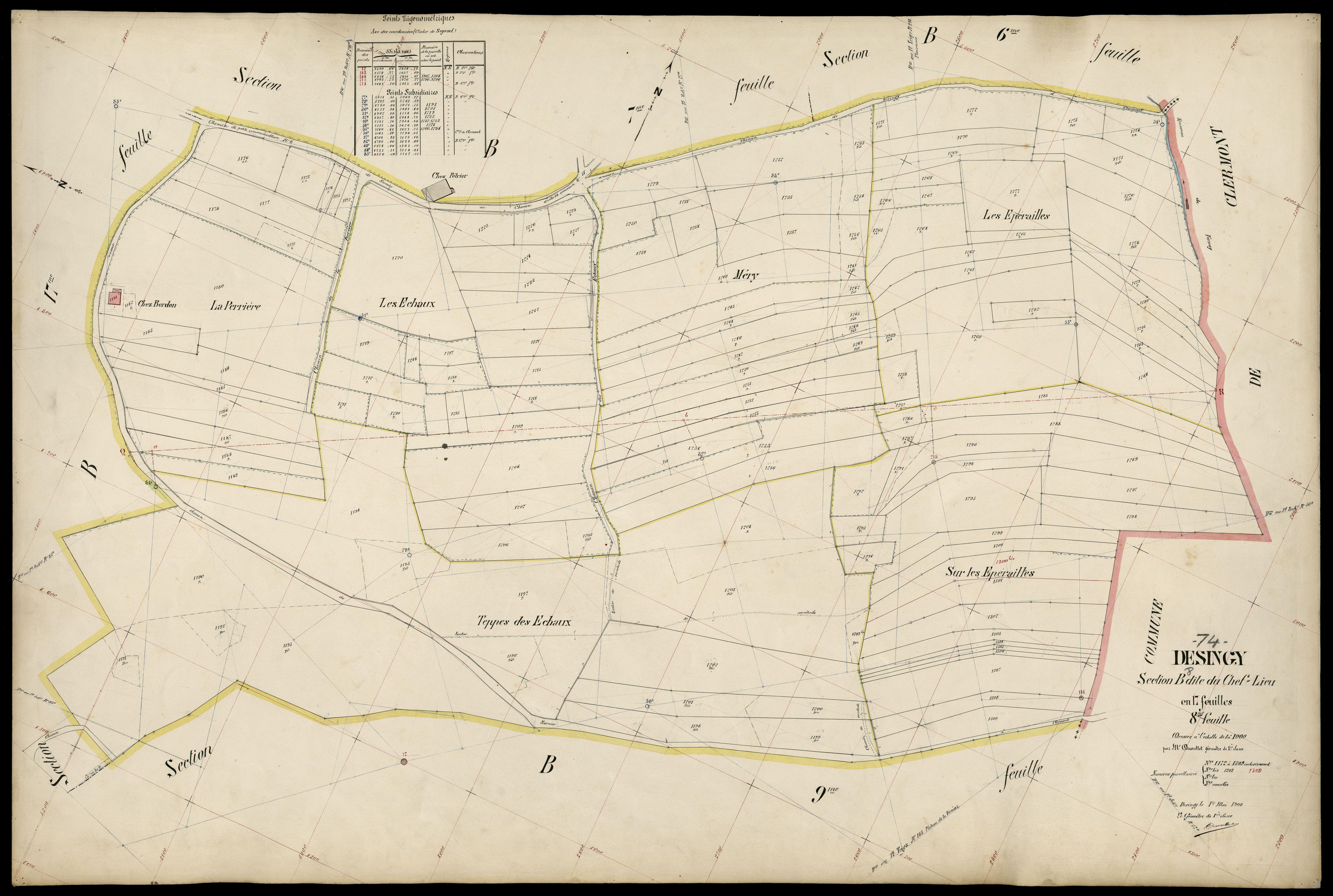 3 P 3 4150 - Feuille n° 9, parcelles n° 1310 à 1446 - 1er mai 1909