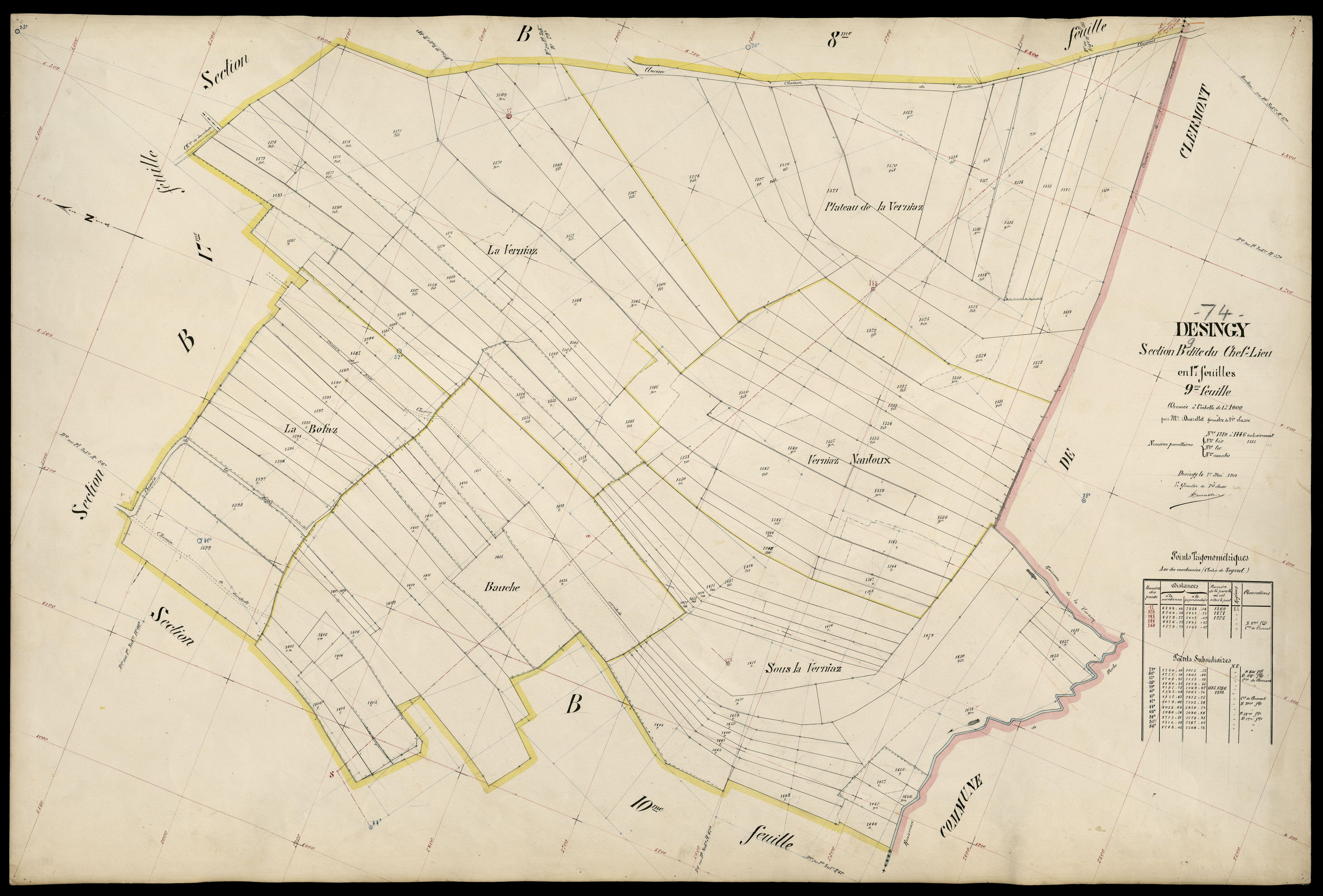 3 P 3 4151 - Feuille n° 10, parcelles n° 1447 à 162 - 1er mai 1909
