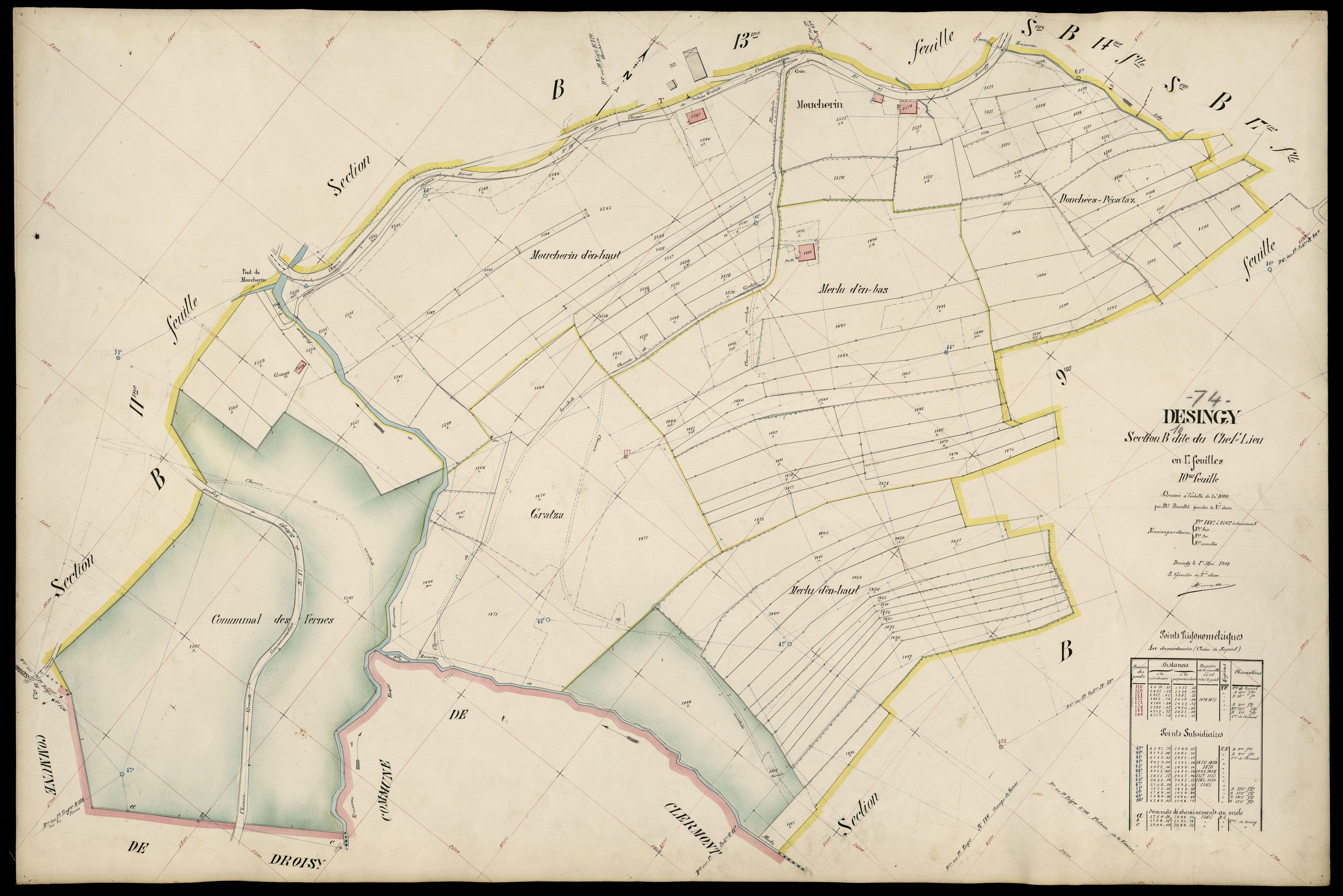 3 P 3 4152 - Feuille n° 11, parcelles n° 163 à 177 - 1er mai 1909
