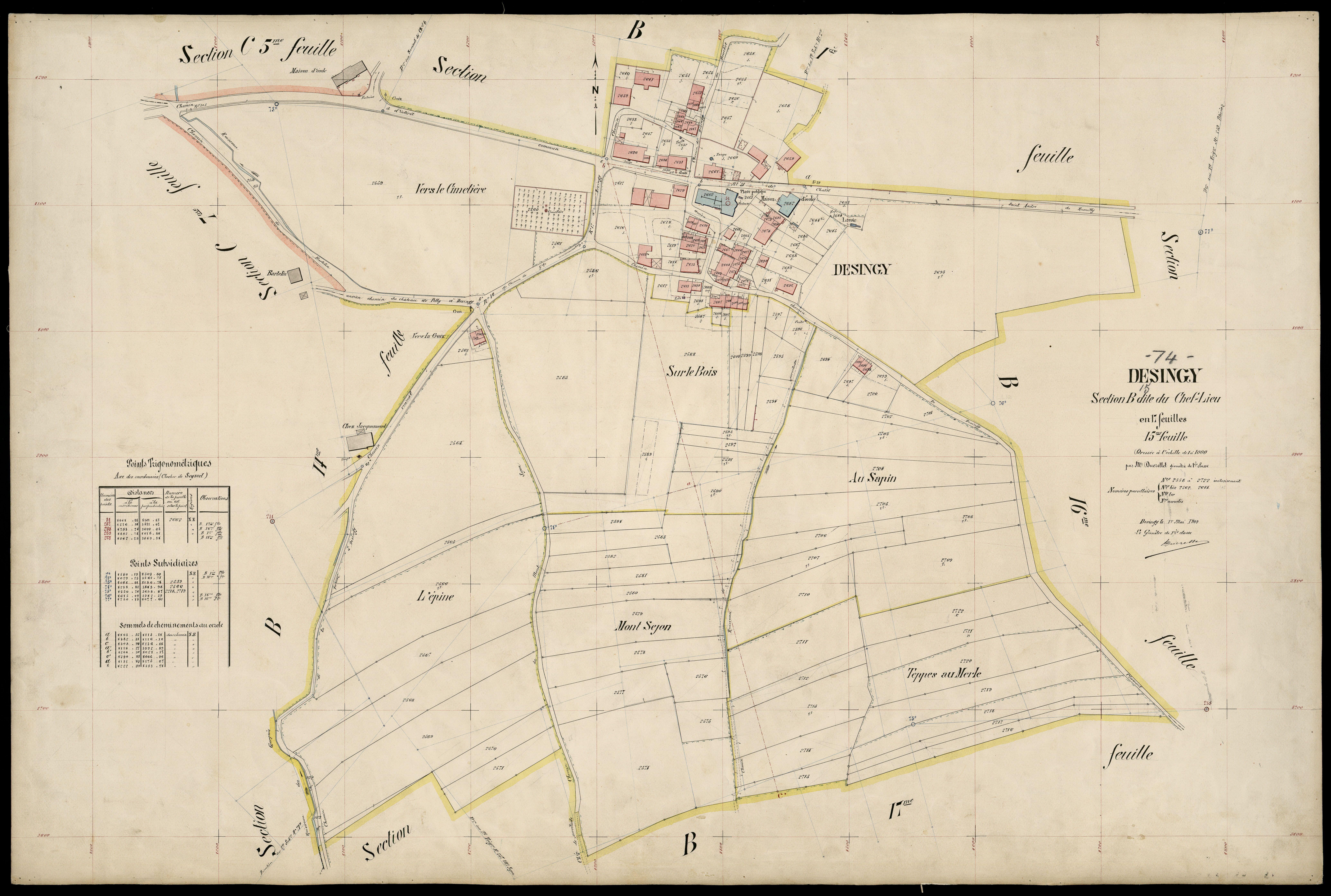 3 P 3 4157 - Feuille n° 16, parcelles n° 2723 à 279 - 1er mai 1909