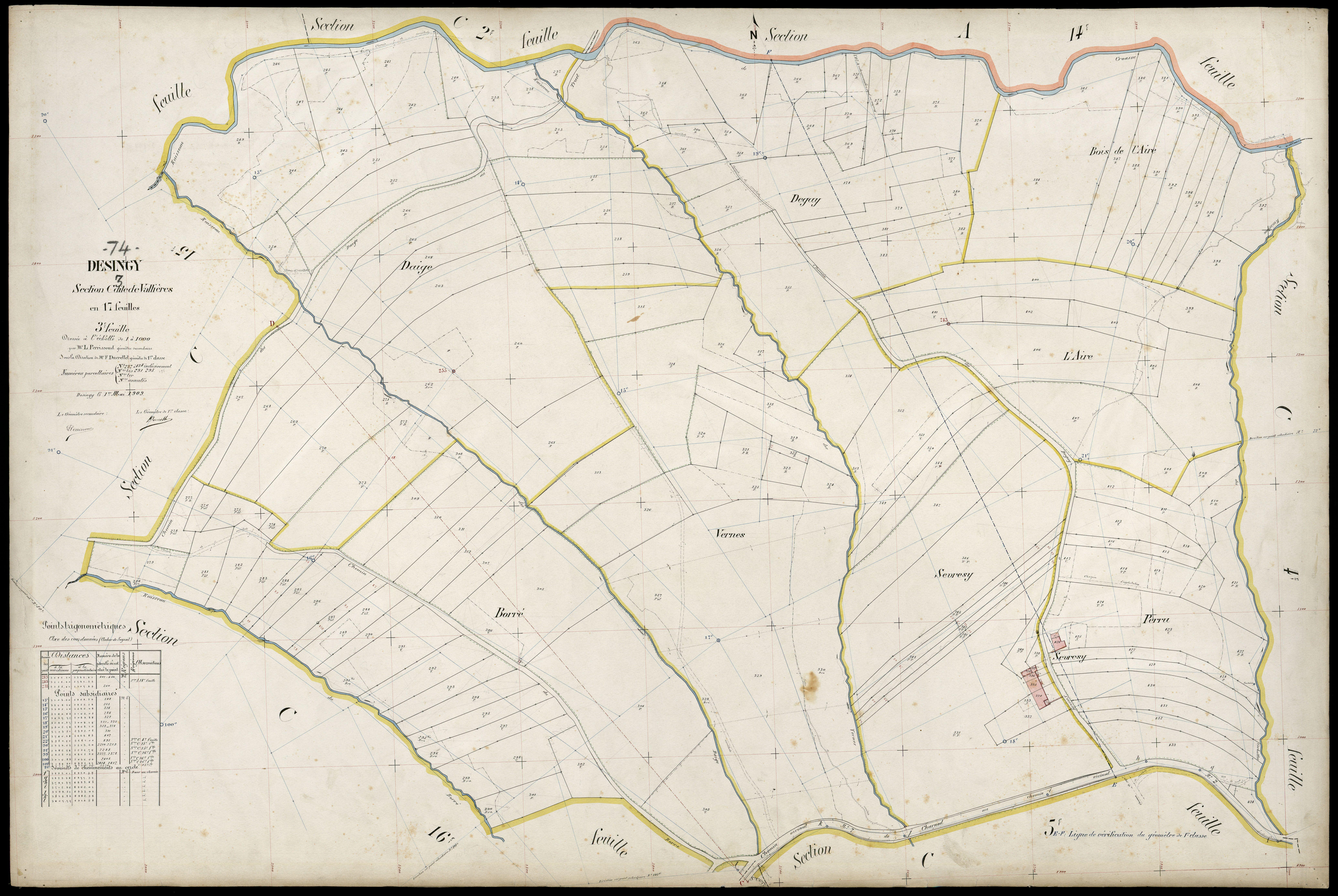 3 P 3 4162 - Feuille n° 4, parcelles n° 43 à 9 - 1er mai 1909