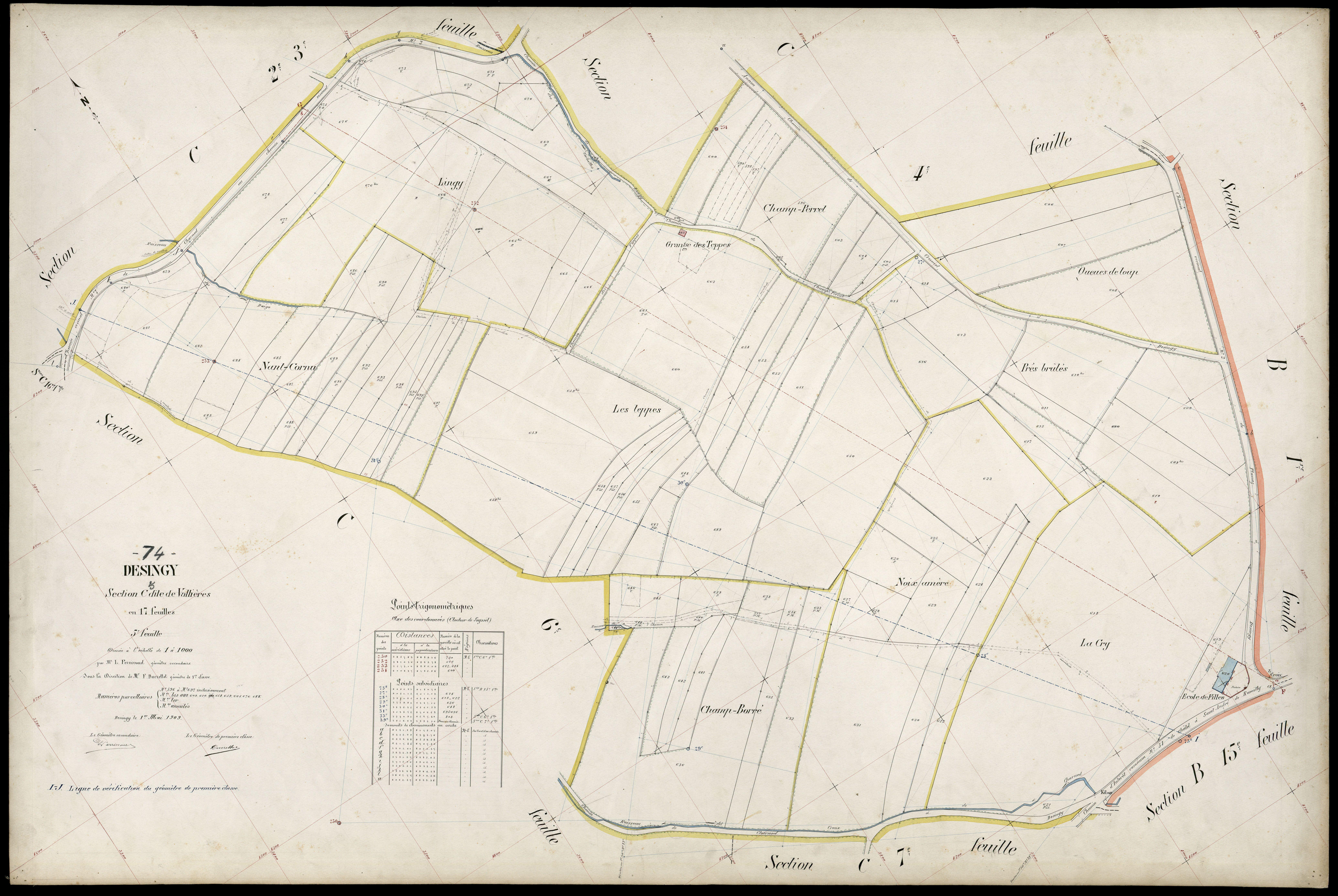 3 P 3 4164 - Feuille n° 6, parcelles n° 698 à 812 - 1er mai 1909